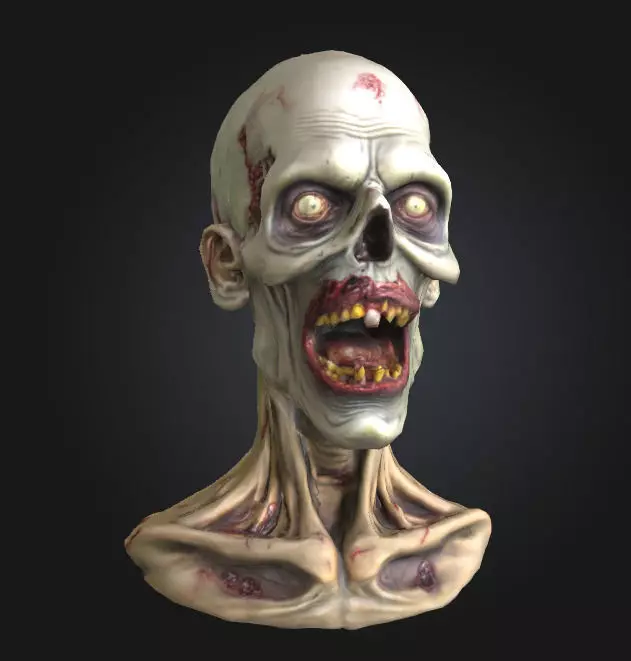 zombie head skull halloween monster 3D model_0