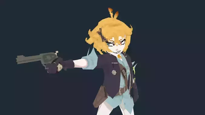FREE 3D Lowpoly retro style VTUBER Dokibird Free low-poly 3D model