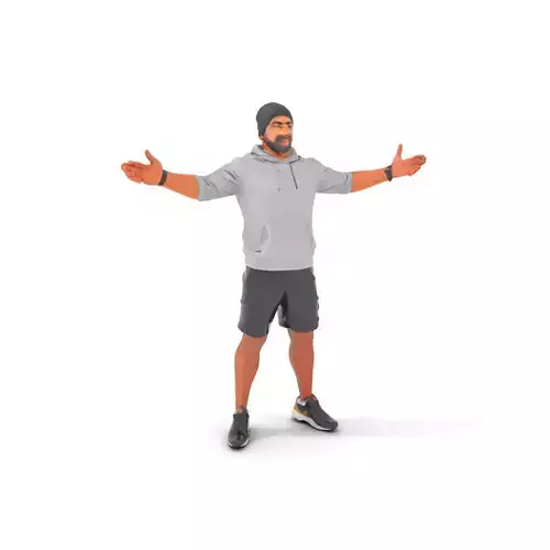 Casual Male Character Model with Hoodie  Shorts  Rigged and Animated