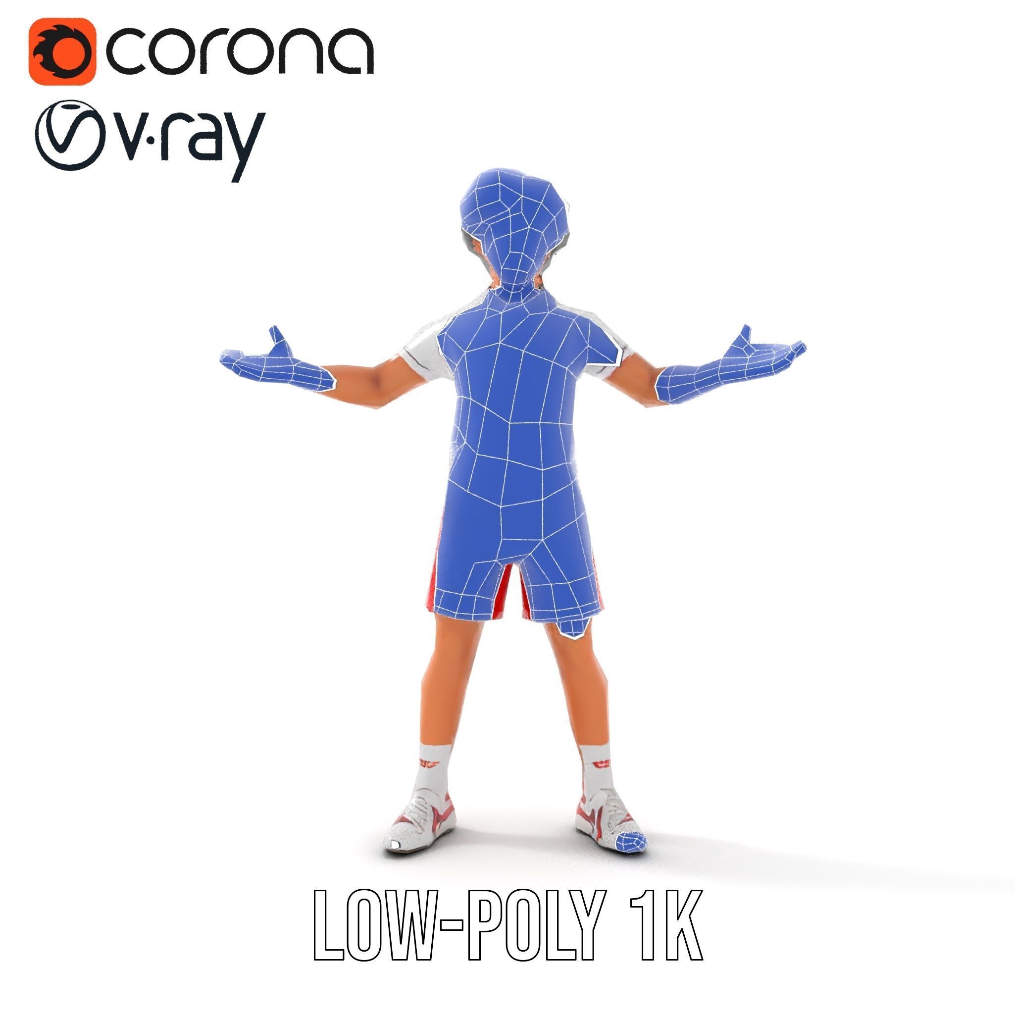 Animated Tennis Player Character Model  Rigged and Animated Low-poly 3D model_14