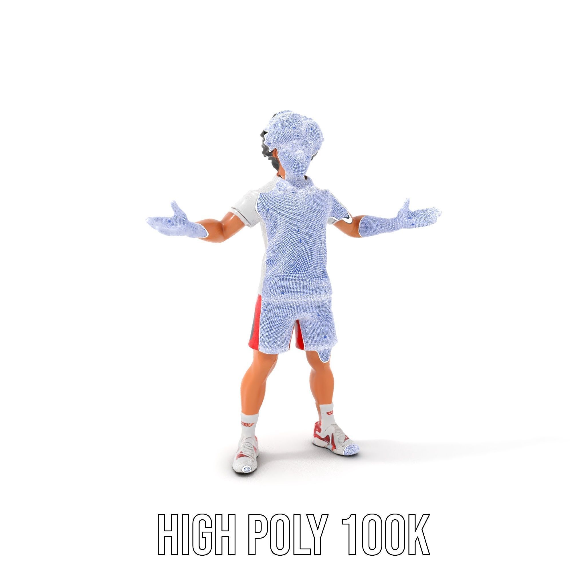 Animated Tennis Player Character Model  Rigged and Animated Low-poly 3D model_4