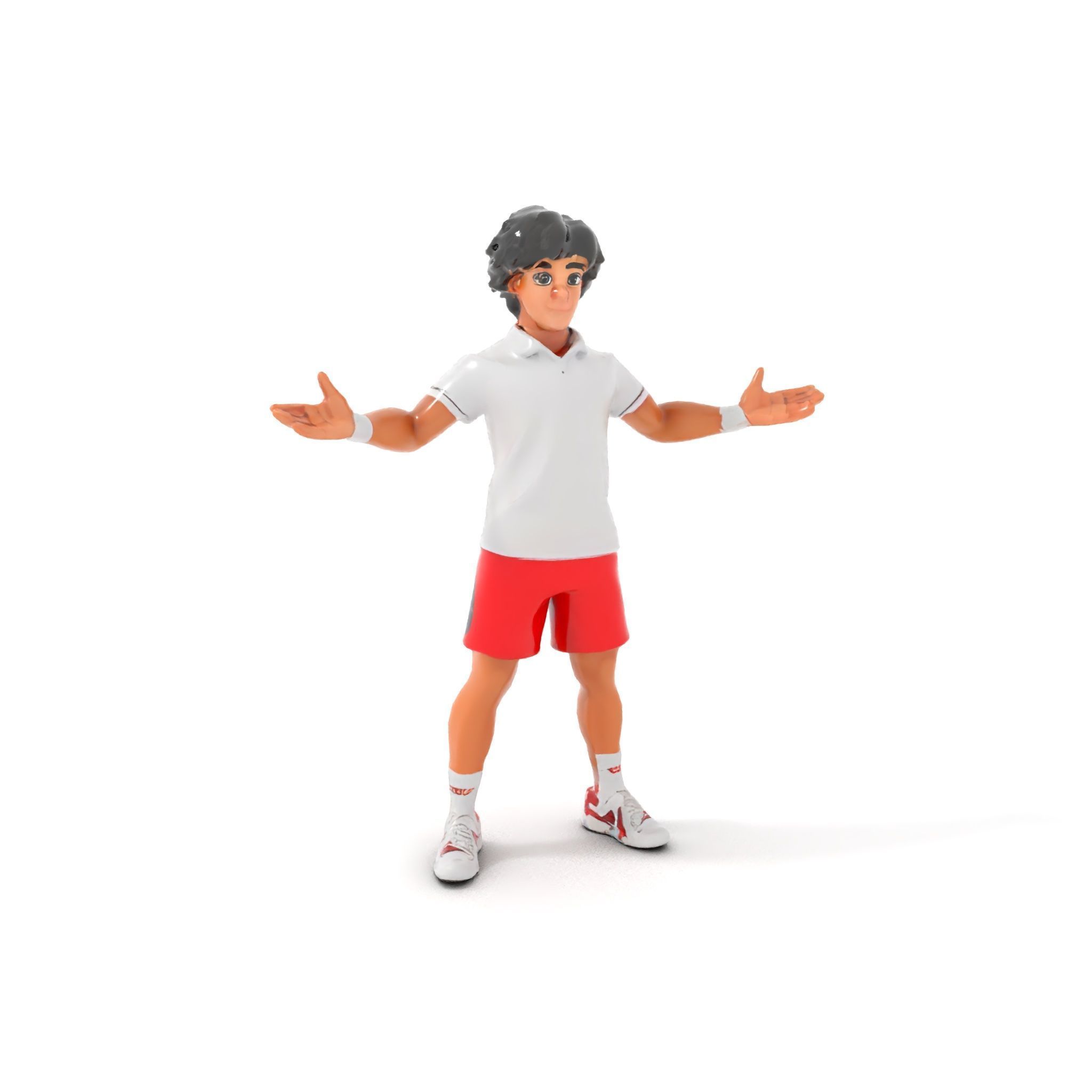 Animated Tennis Player Character Model  Rigged and Animated Low-poly 3D model_13