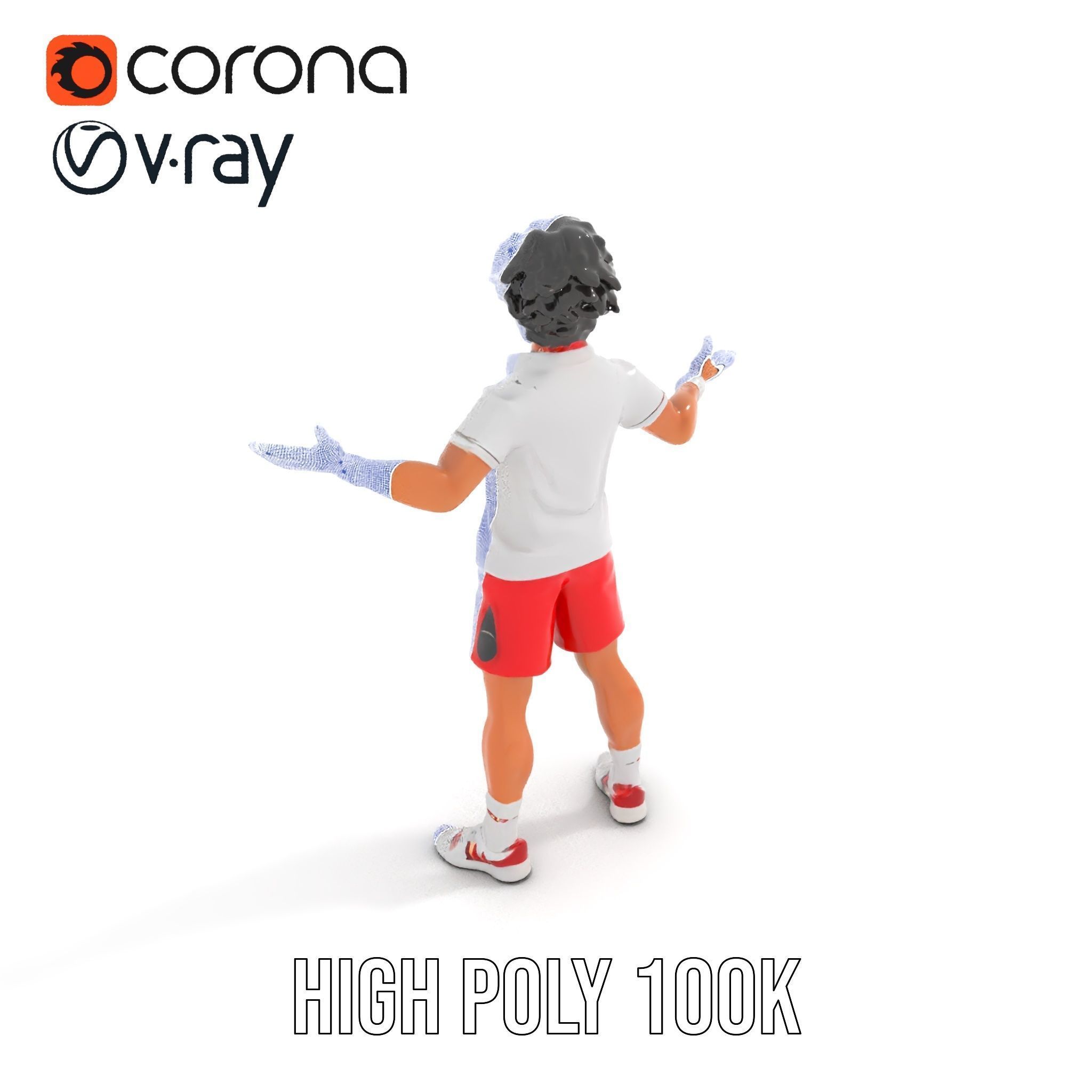 Animated Tennis Player Character Model  Rigged and Animated Low-poly 3D model_28