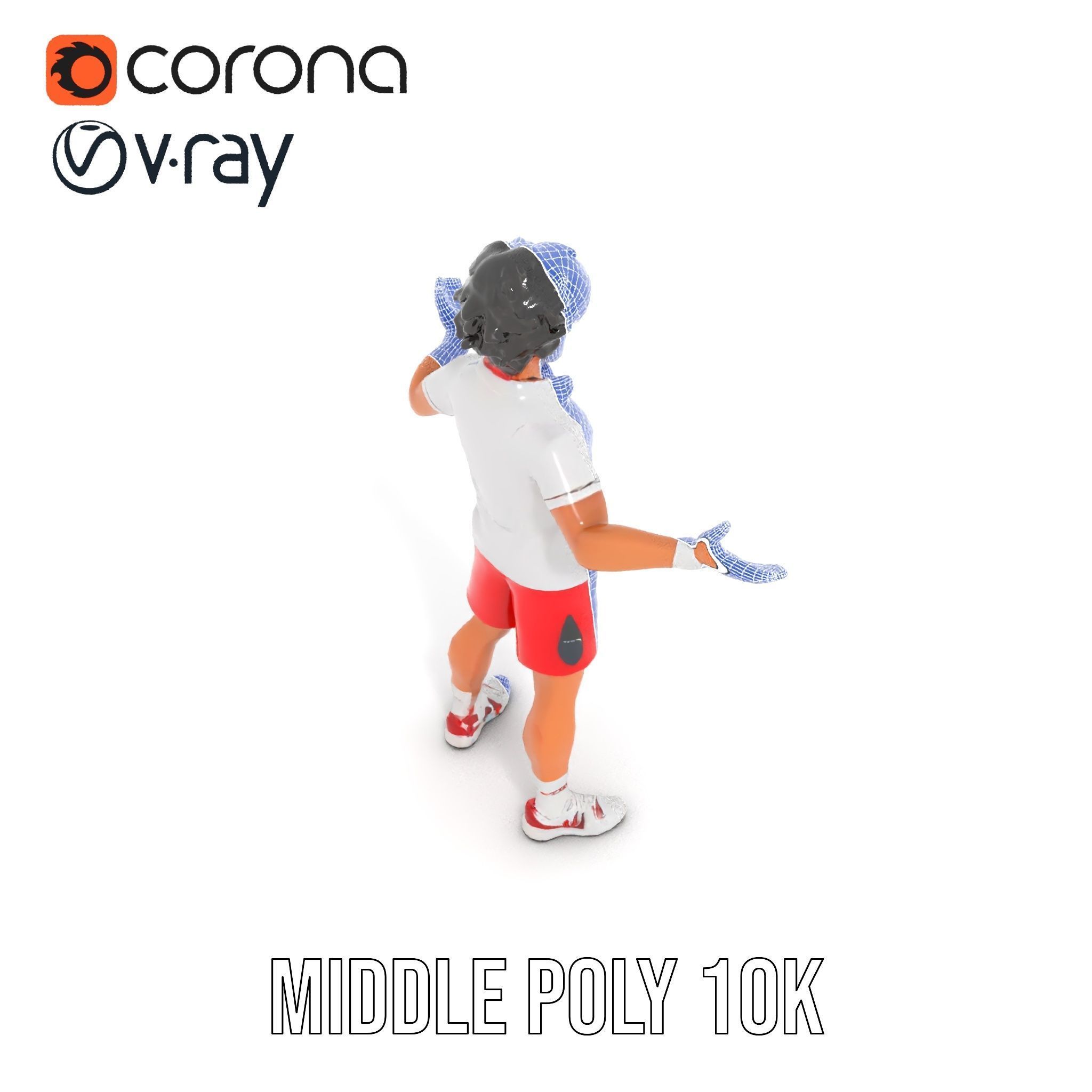 Animated Tennis Player Character Model  Rigged and Animated Low-poly 3D model_34