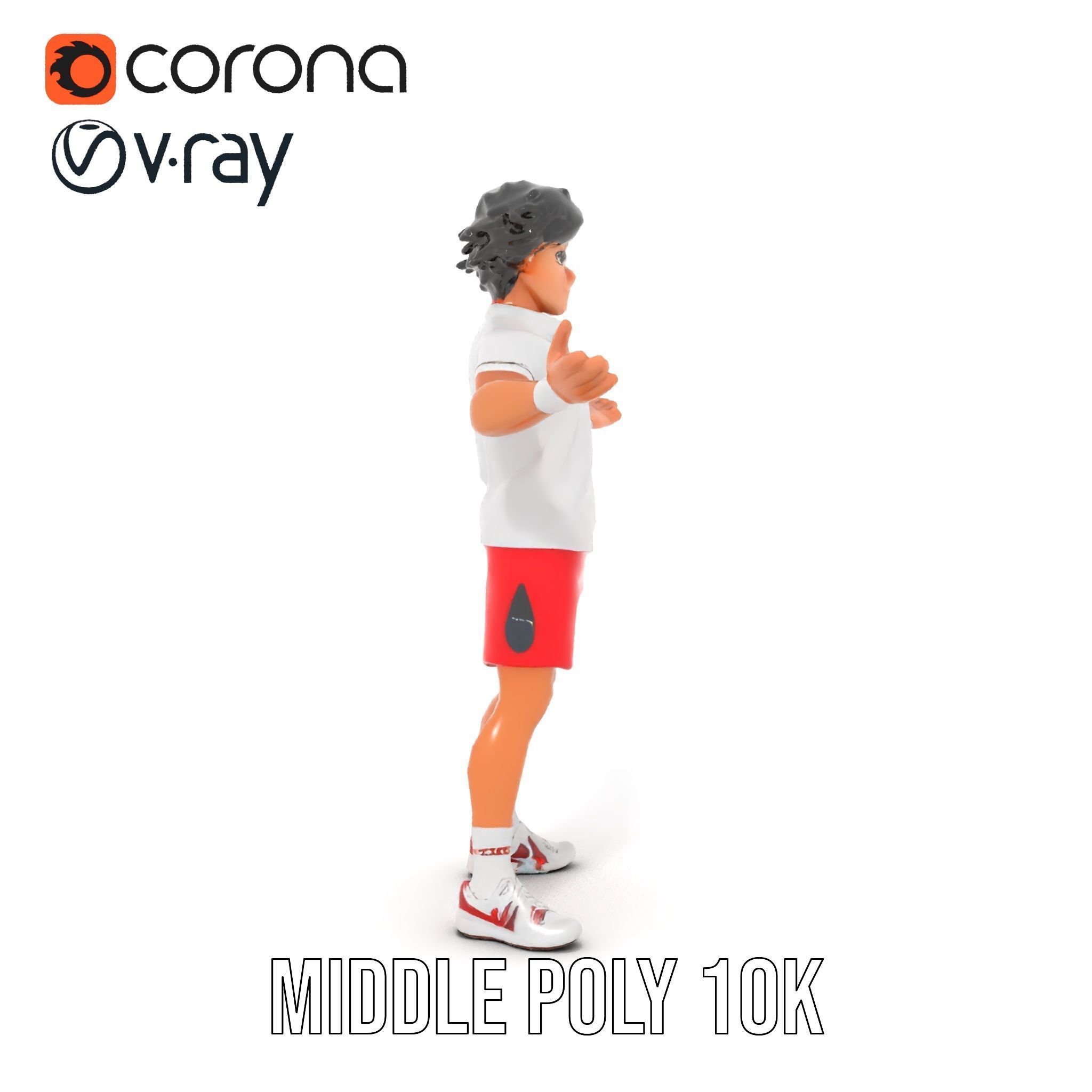 Animated Tennis Player Character Model  Rigged and Animated Low-poly 3D model_29