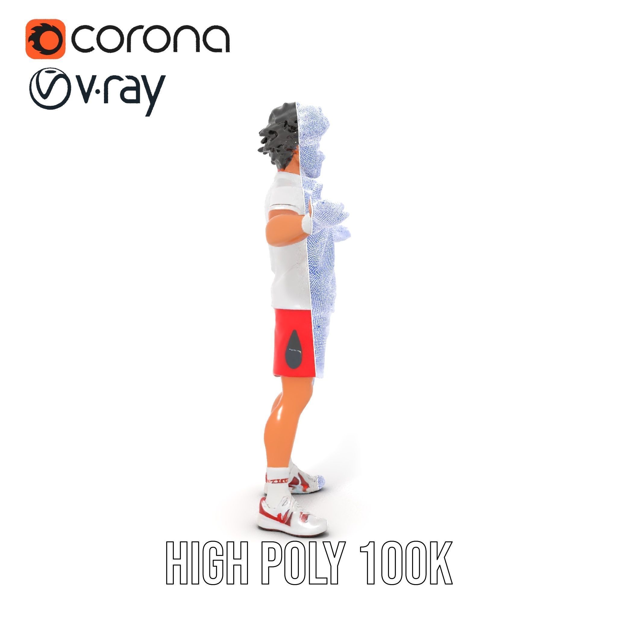 Animated Tennis Player Character Model  Rigged and Animated Low-poly 3D model_35