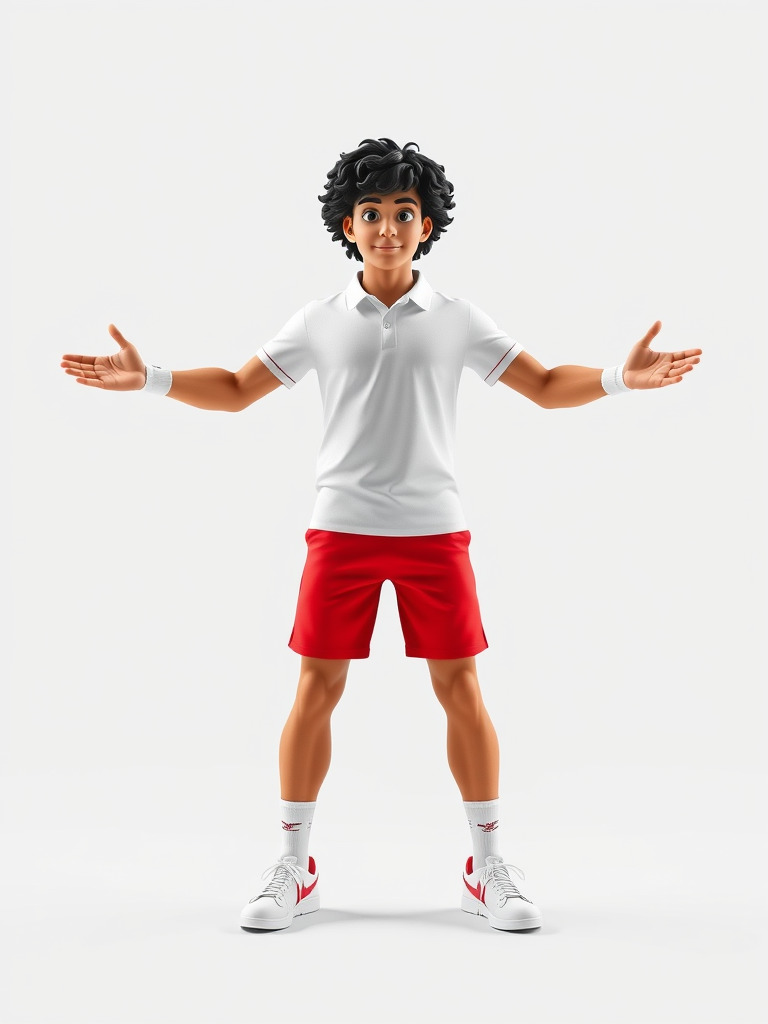 Animated Tennis Player Character Model  Rigged and Animated Low-poly 3D model_2