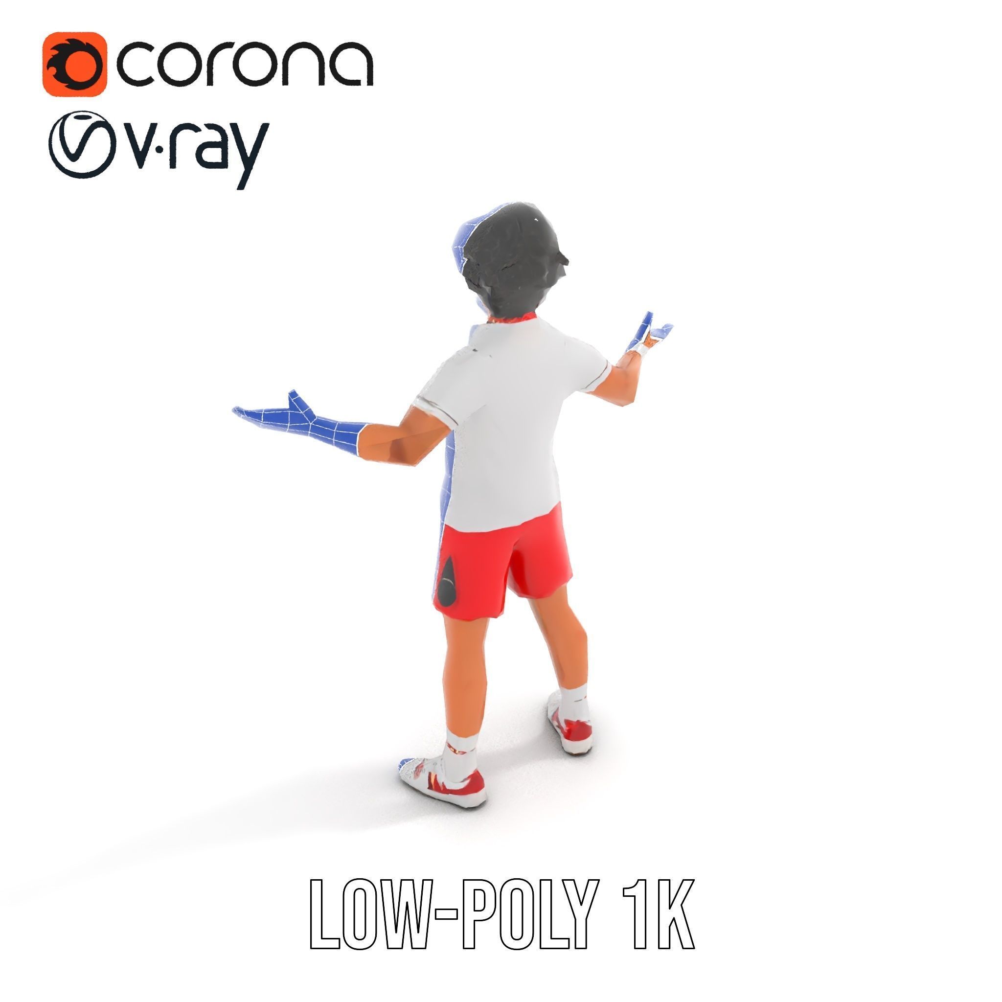 Animated Tennis Player Character Model  Rigged and Animated Low-poly 3D model_7