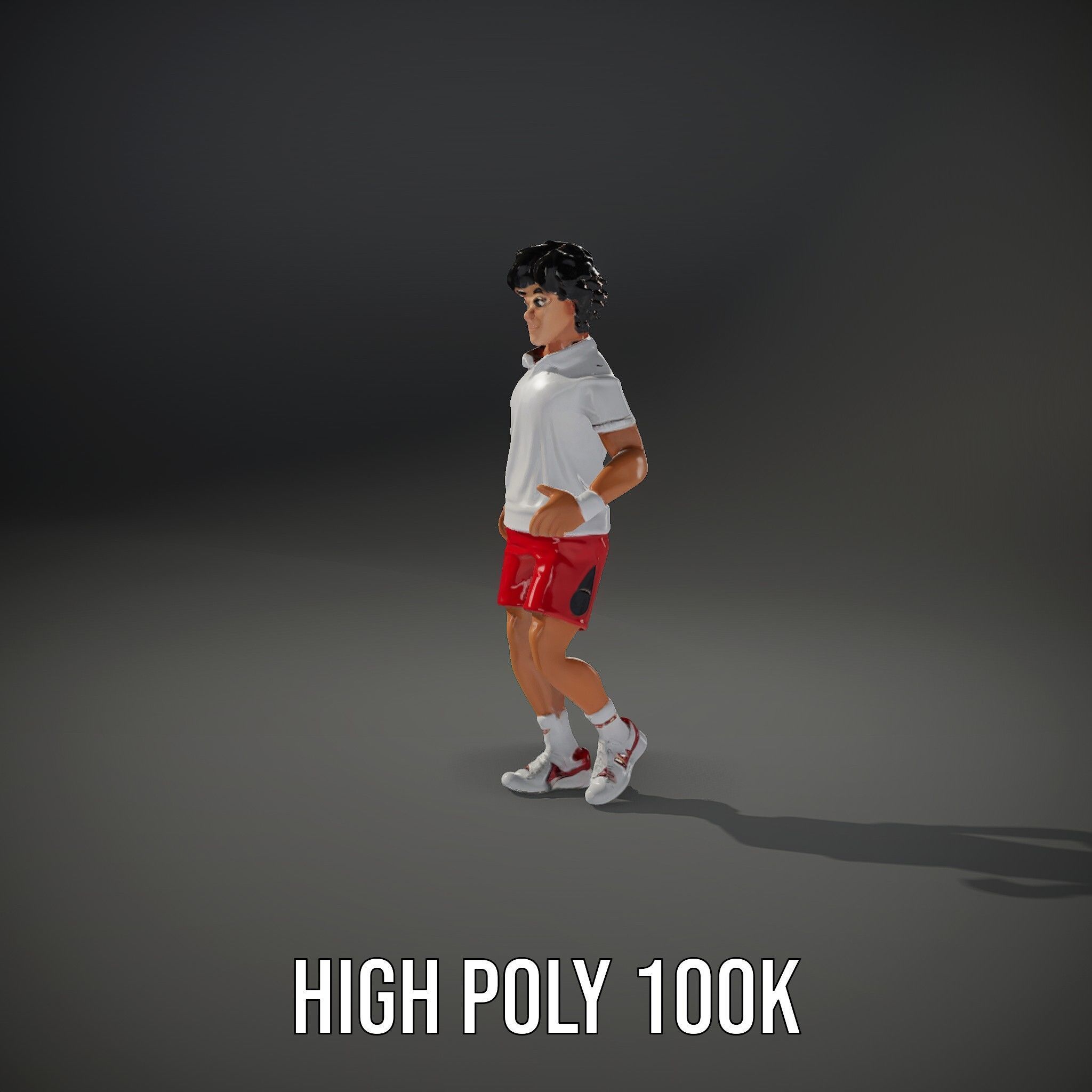 Animated Tennis Player Character Model  Rigged and Animated Low-poly 3D model_10