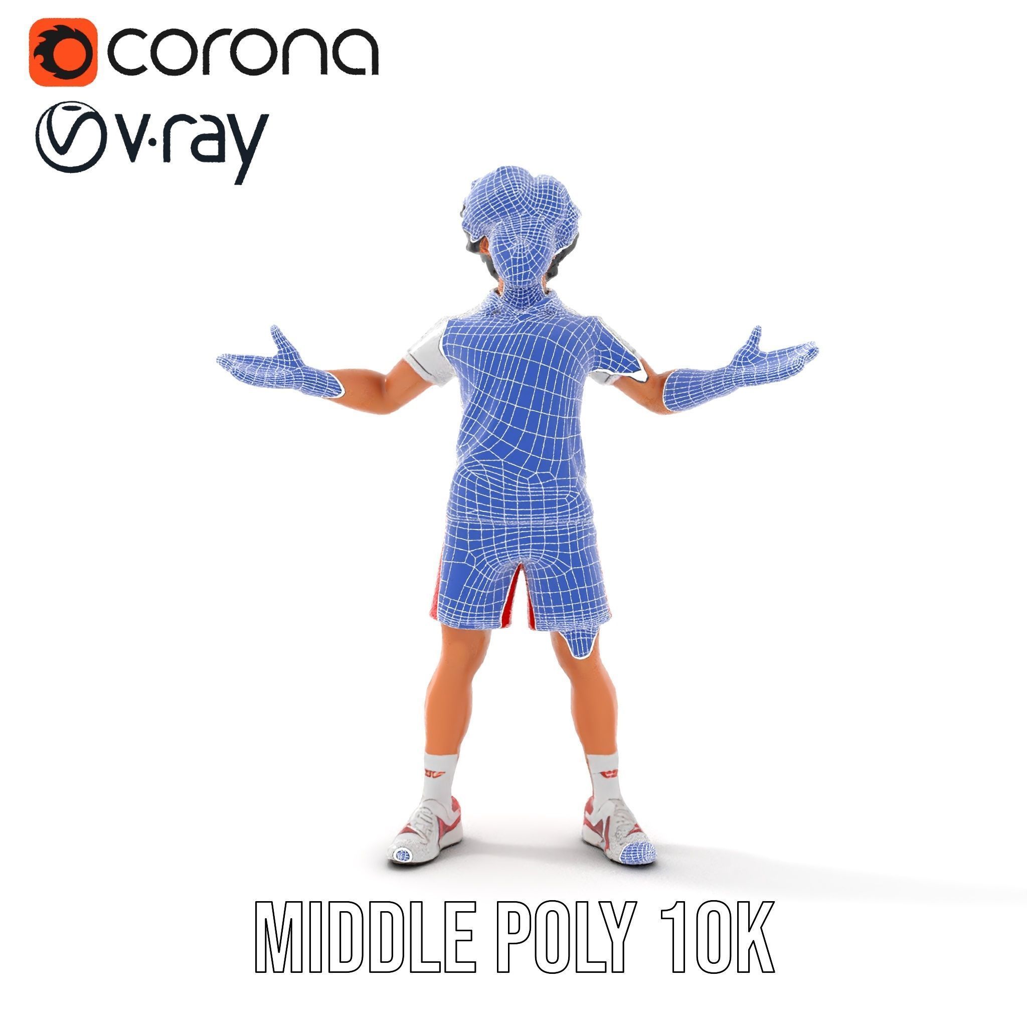 Animated Tennis Player Character Model  Rigged and Animated Low-poly 3D model_32