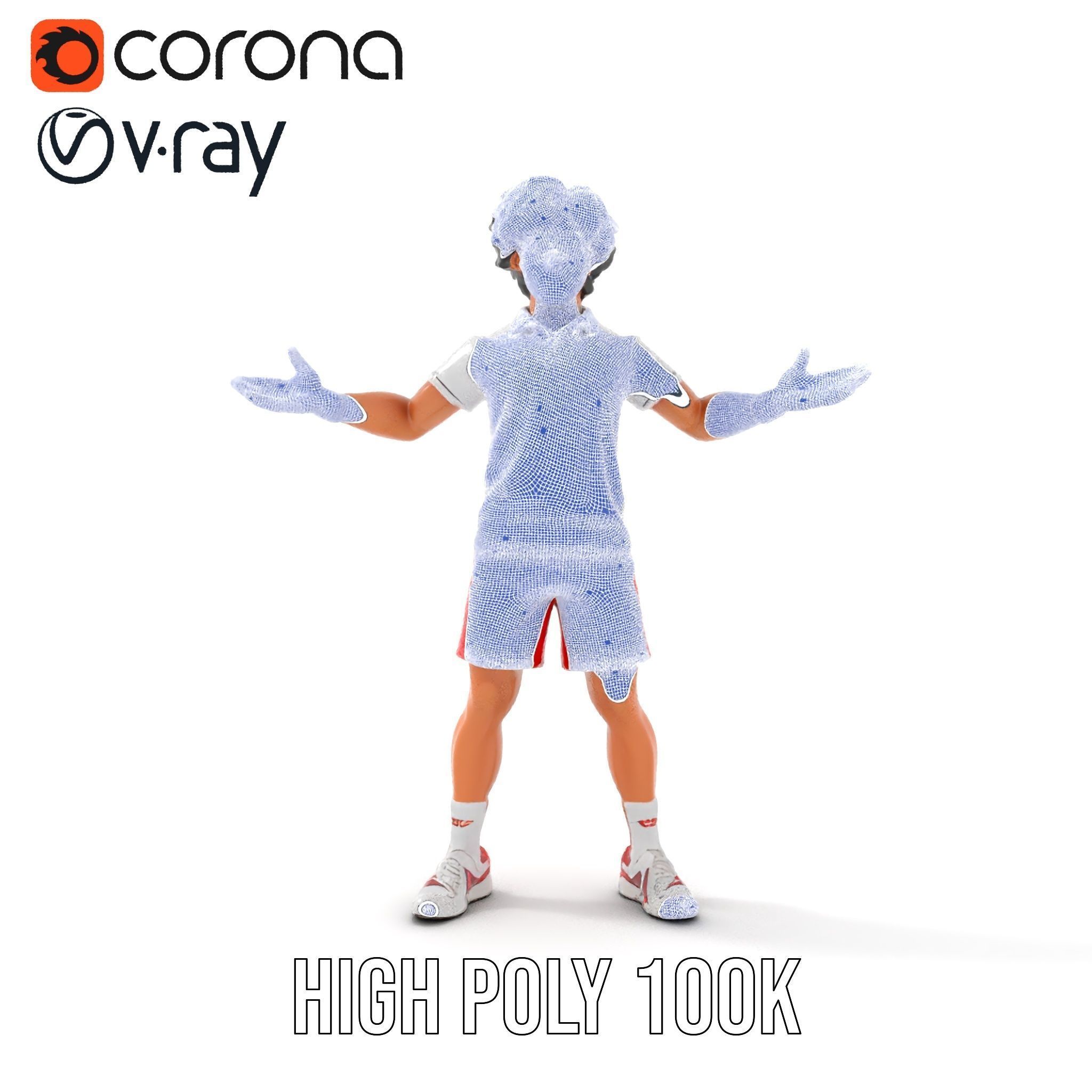 Animated Tennis Player Character Model  Rigged and Animated Low-poly 3D model_36
