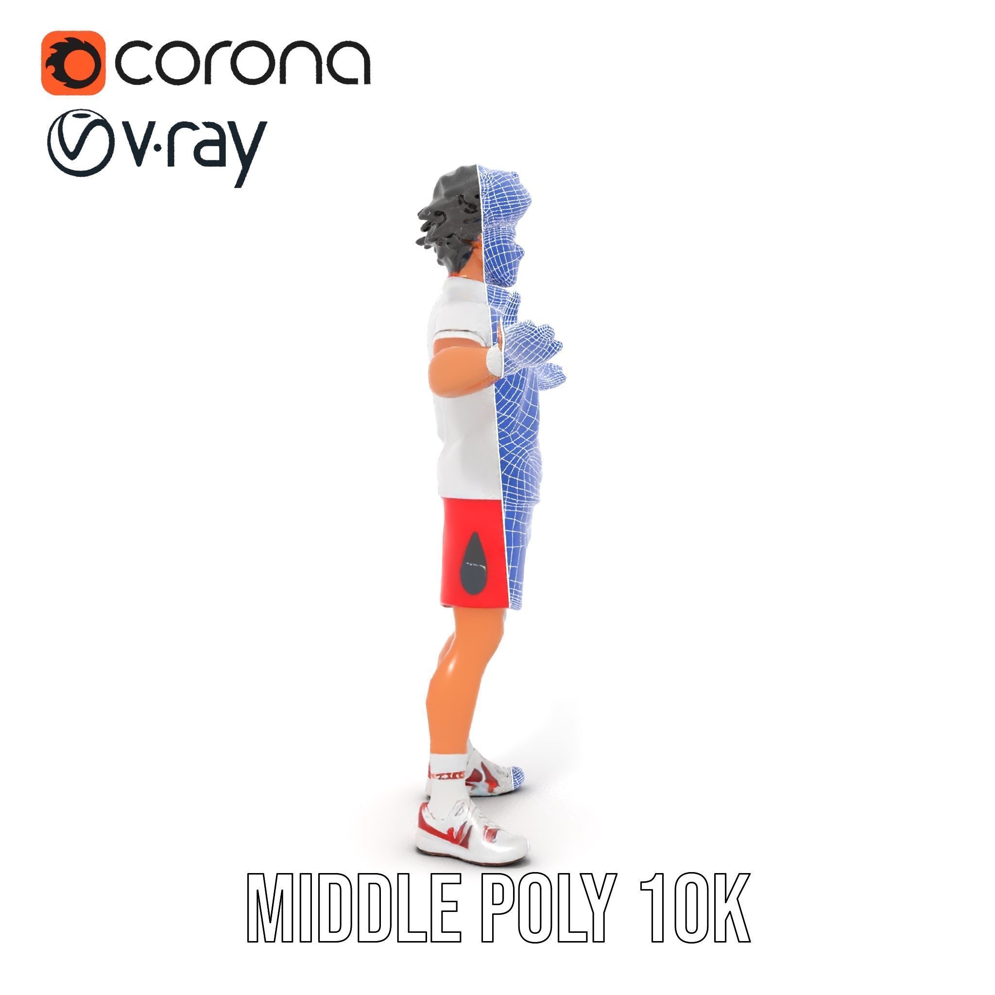 Animated Tennis Player Character Model  Rigged and Animated Low-poly 3D model_16