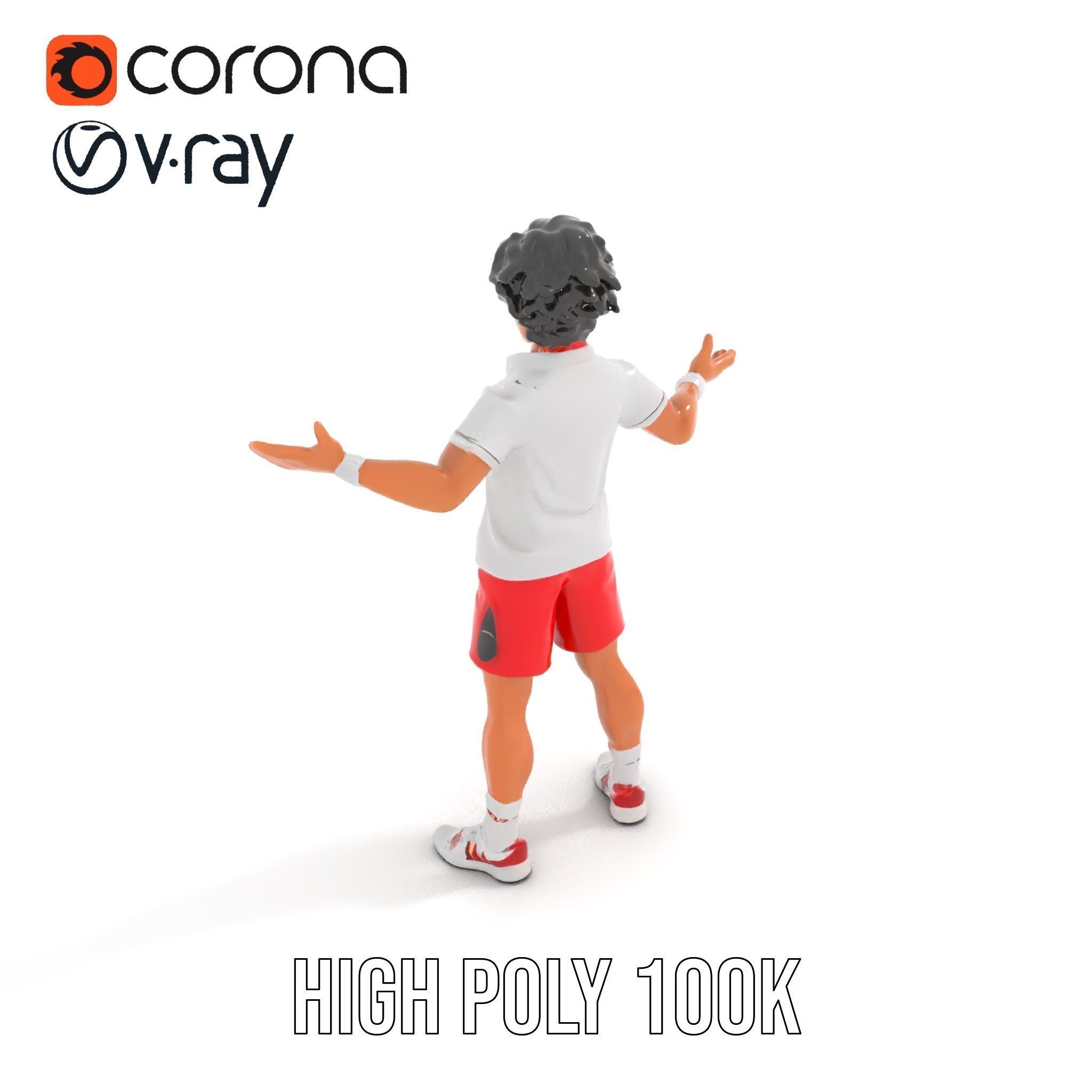 Animated Tennis Player Character Model  Rigged and Animated Low-poly 3D model_15