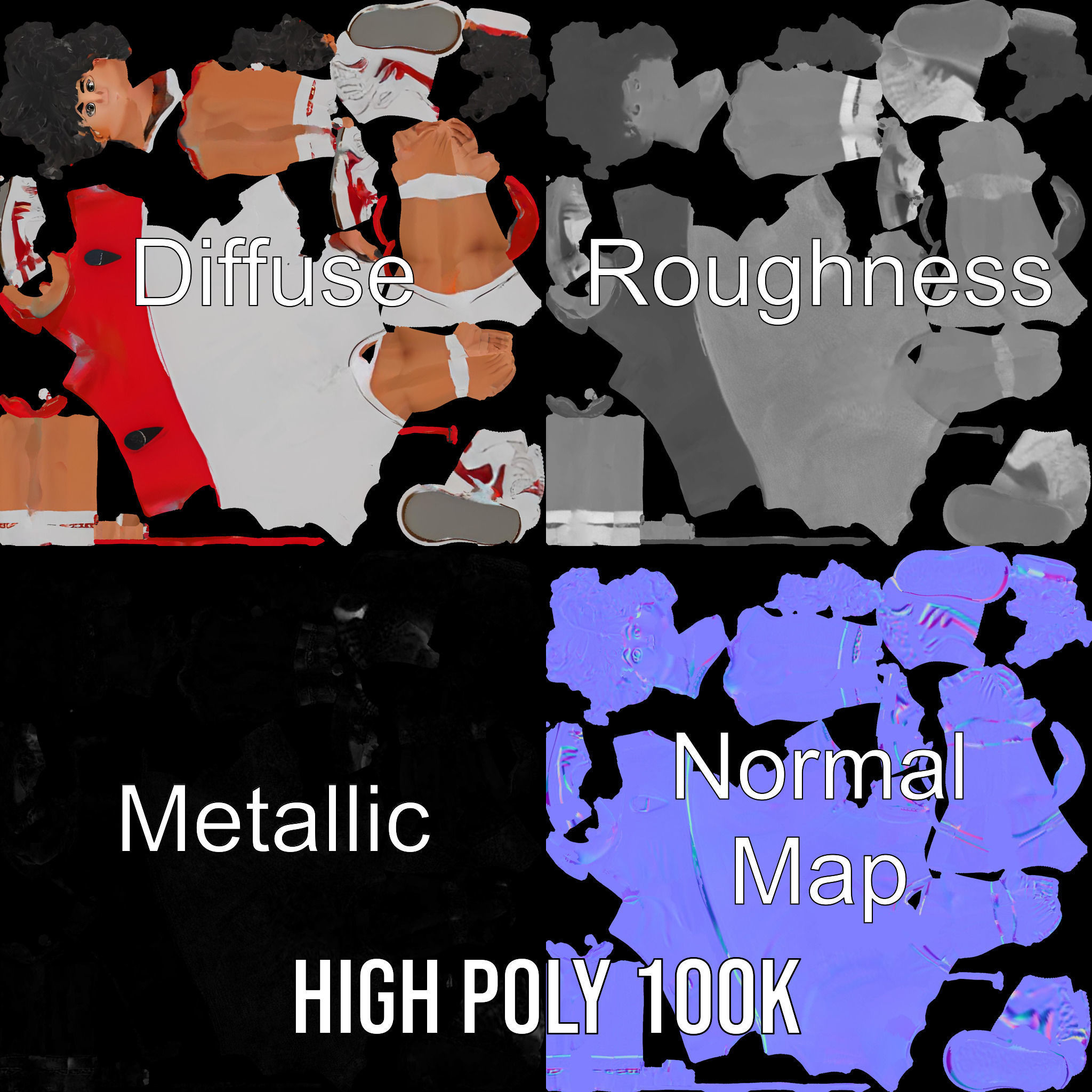 Animated Tennis Player Character Model  Rigged and Animated Low-poly 3D model_3