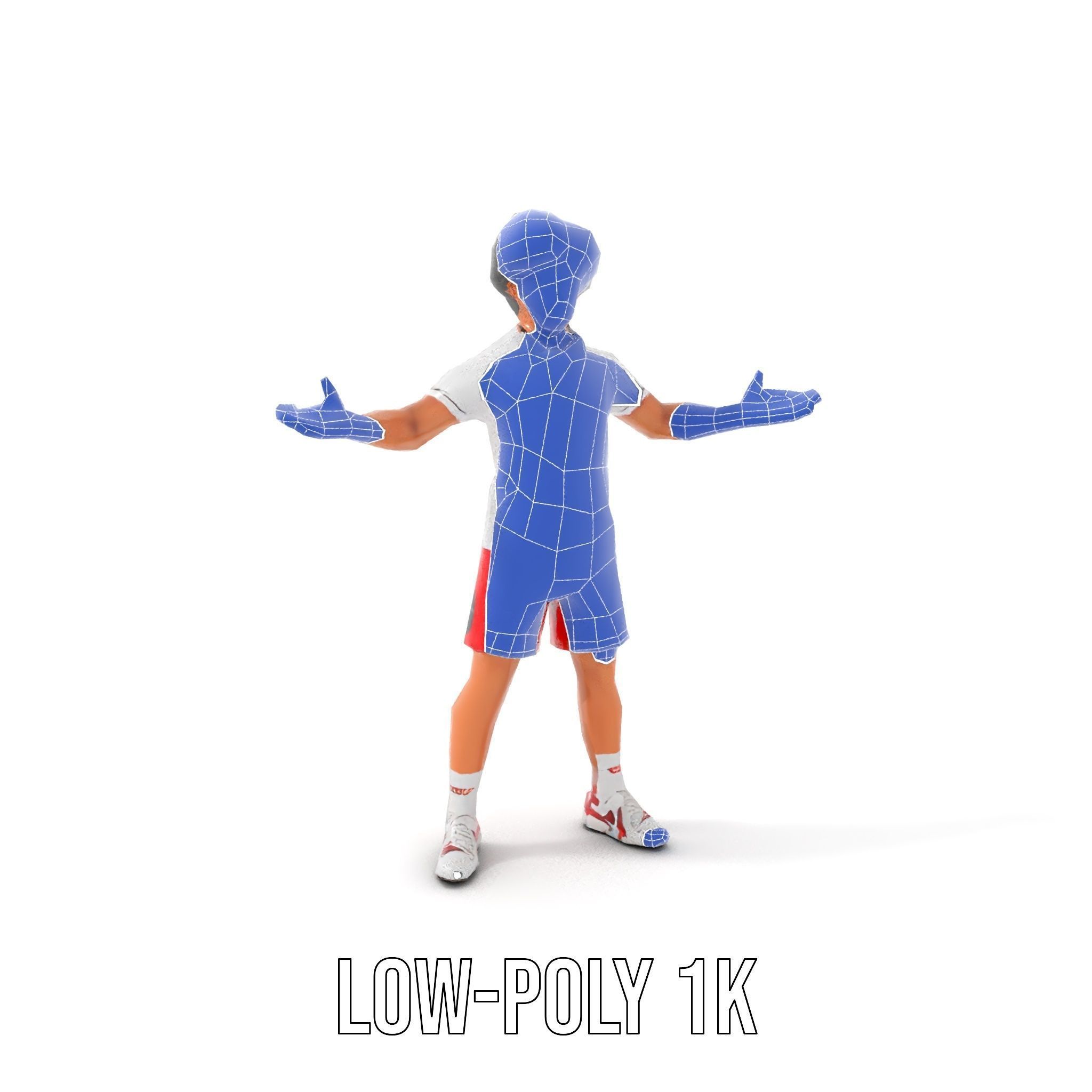 Animated Tennis Player Character Model  Rigged and Animated Low-poly 3D model_19