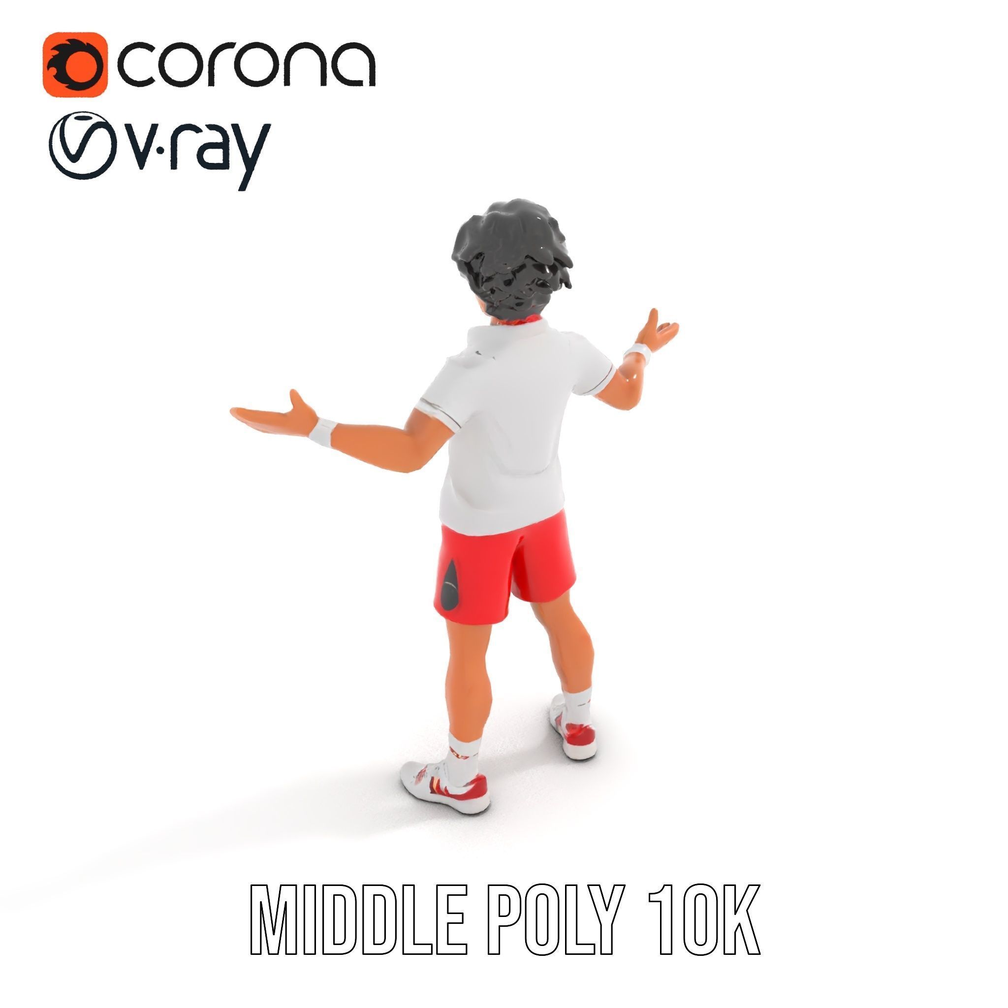 Animated Tennis Player Character Model  Rigged and Animated Low-poly 3D model_11