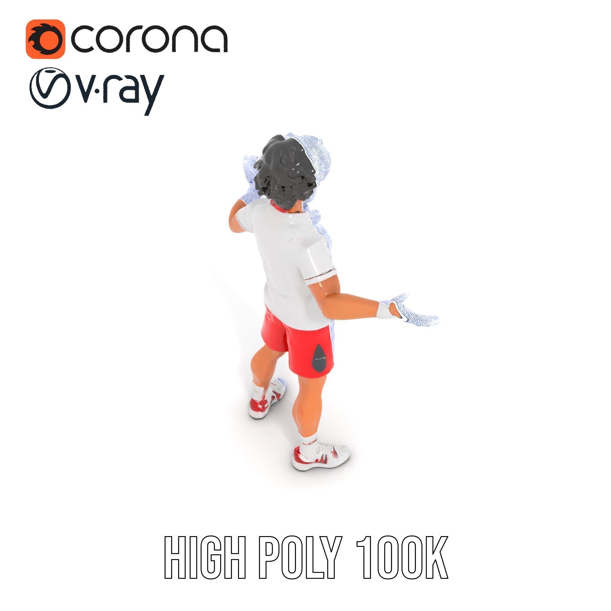 Animated Tennis Player Character Model  Rigged and Animated Low-poly 3D model_31