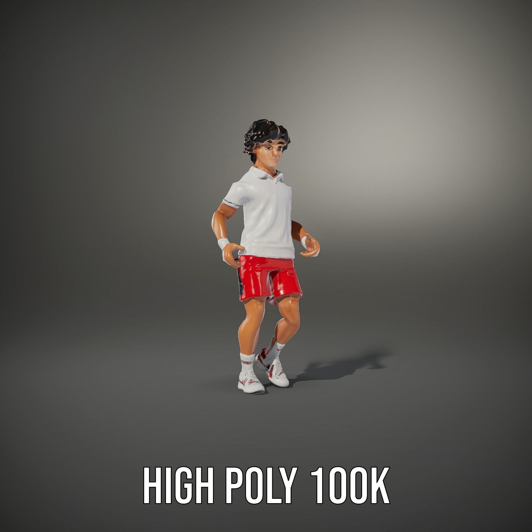 Animated Tennis Player Character Model  Rigged and Animated Low-poly 3D model_8