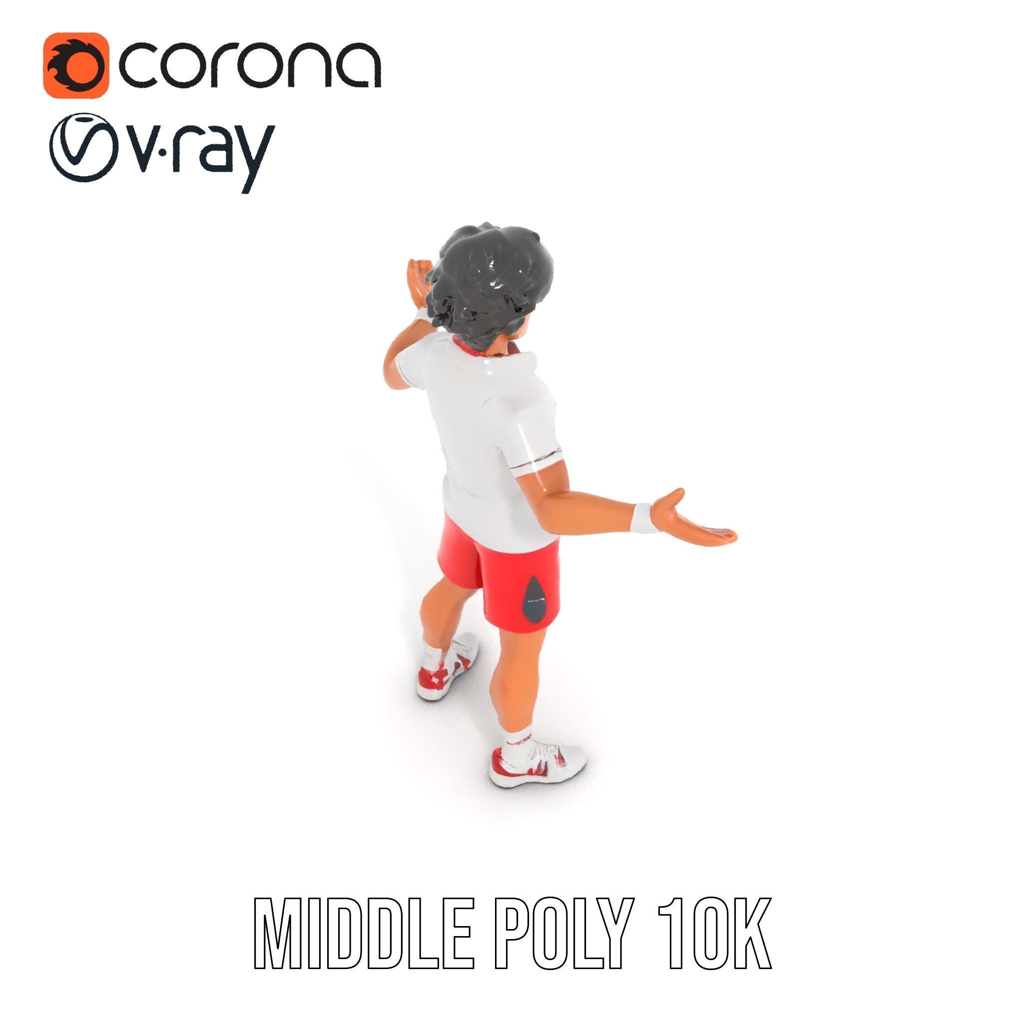 Animated Tennis Player Character Model  Rigged and Animated Low-poly 3D model_24