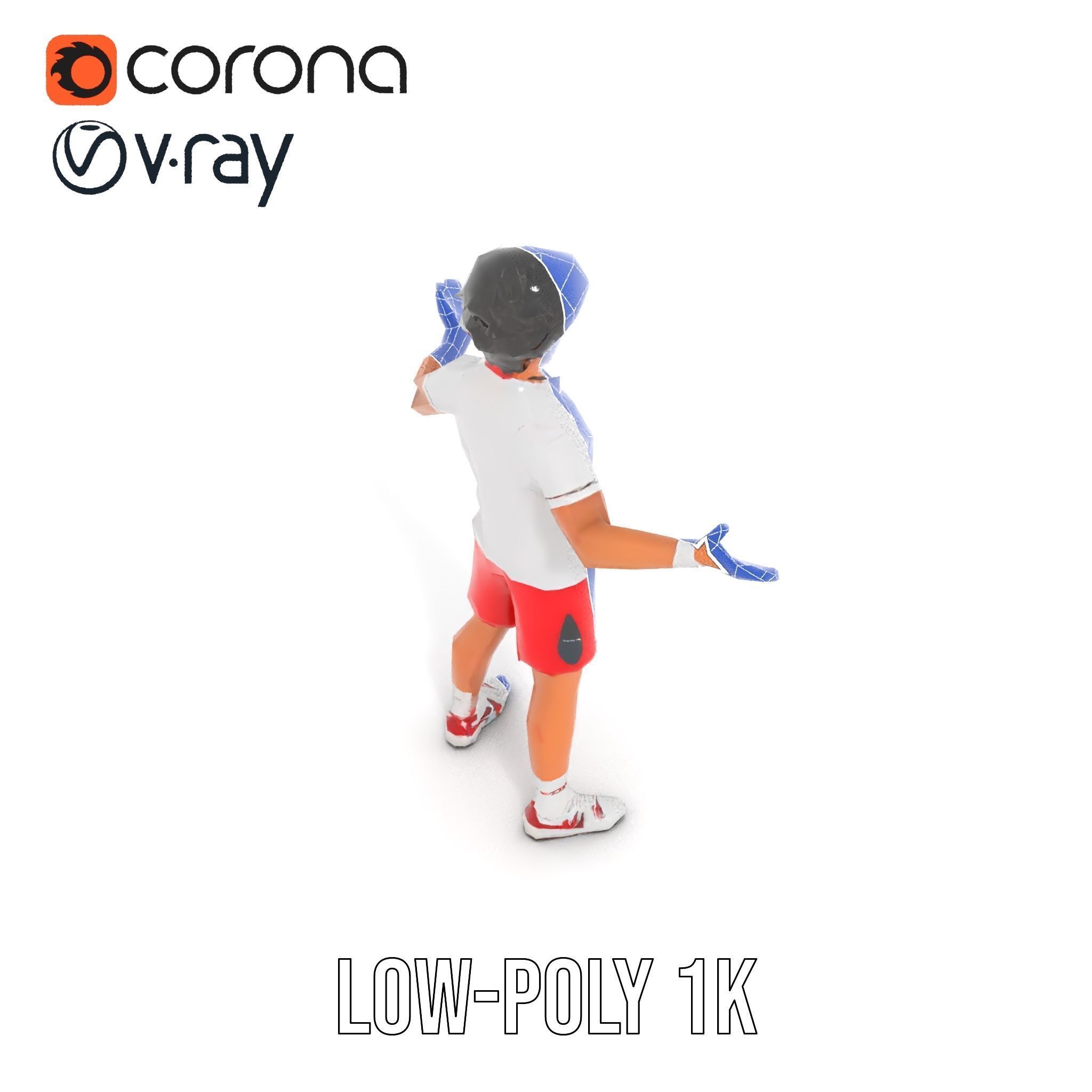 Animated Tennis Player Character Model  Rigged and Animated Low-poly 3D model_17