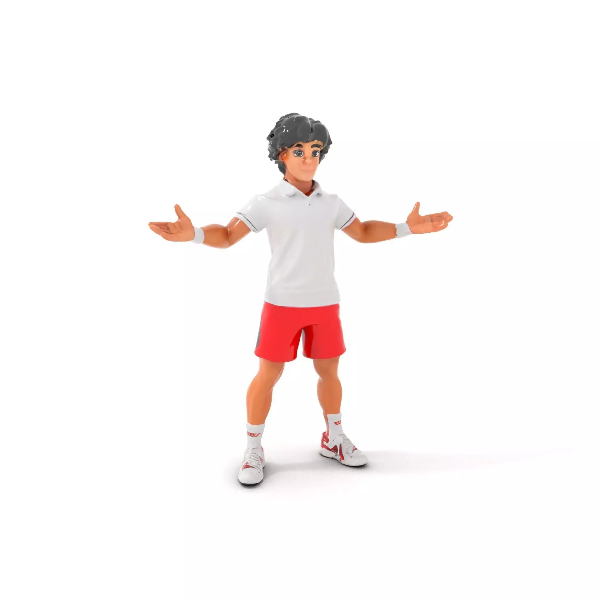 Animated Tennis Player Character Model  Rigged and Animated Low-poly 3D model_0