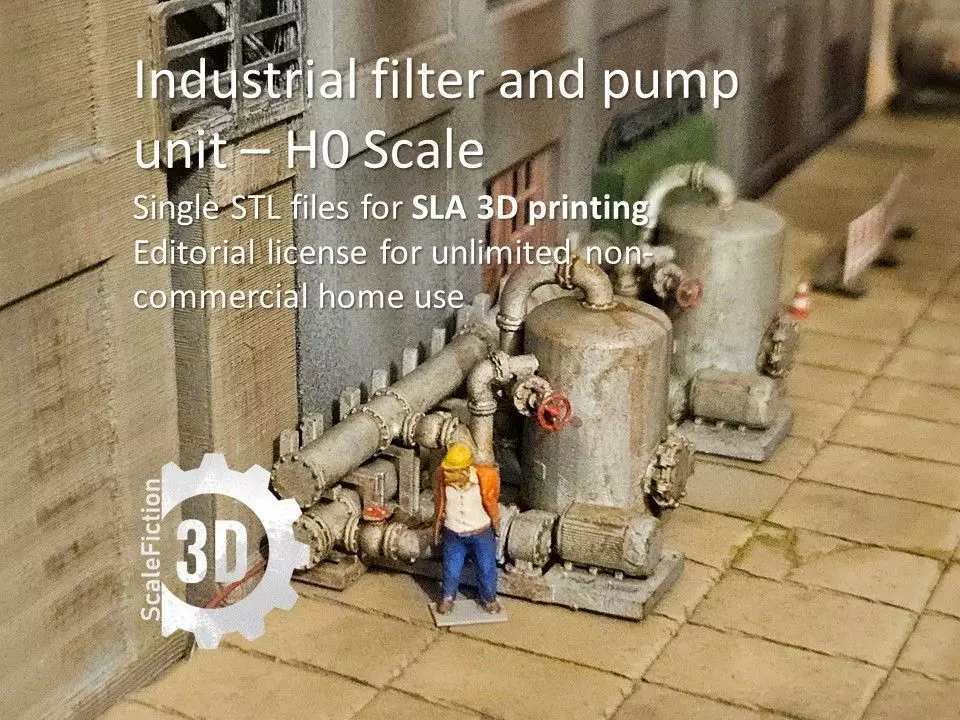 Industrial Filter and Pump Unit - H0 Scale 3D print model