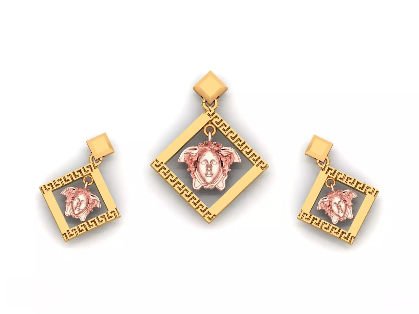 Branded necklace and earrings set 3D print model