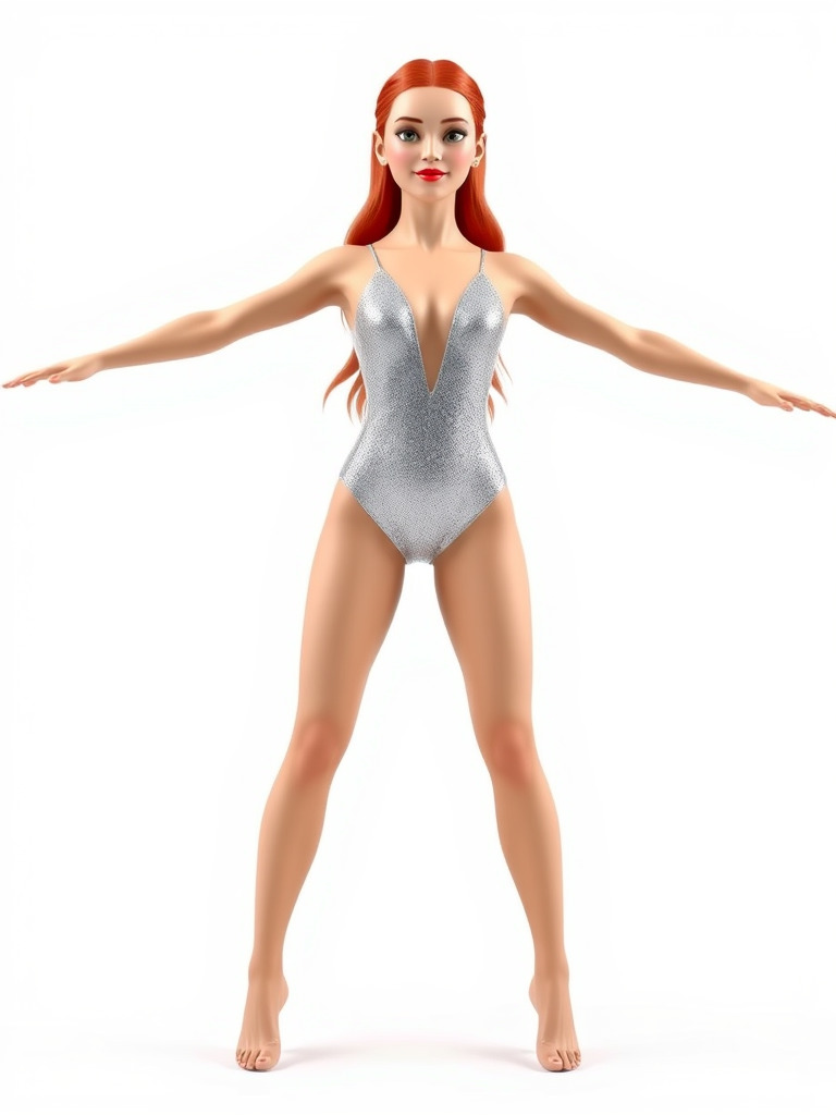 Glamorous Redhead Female Character Model Rigged and Animated Low-poly 3D model_2