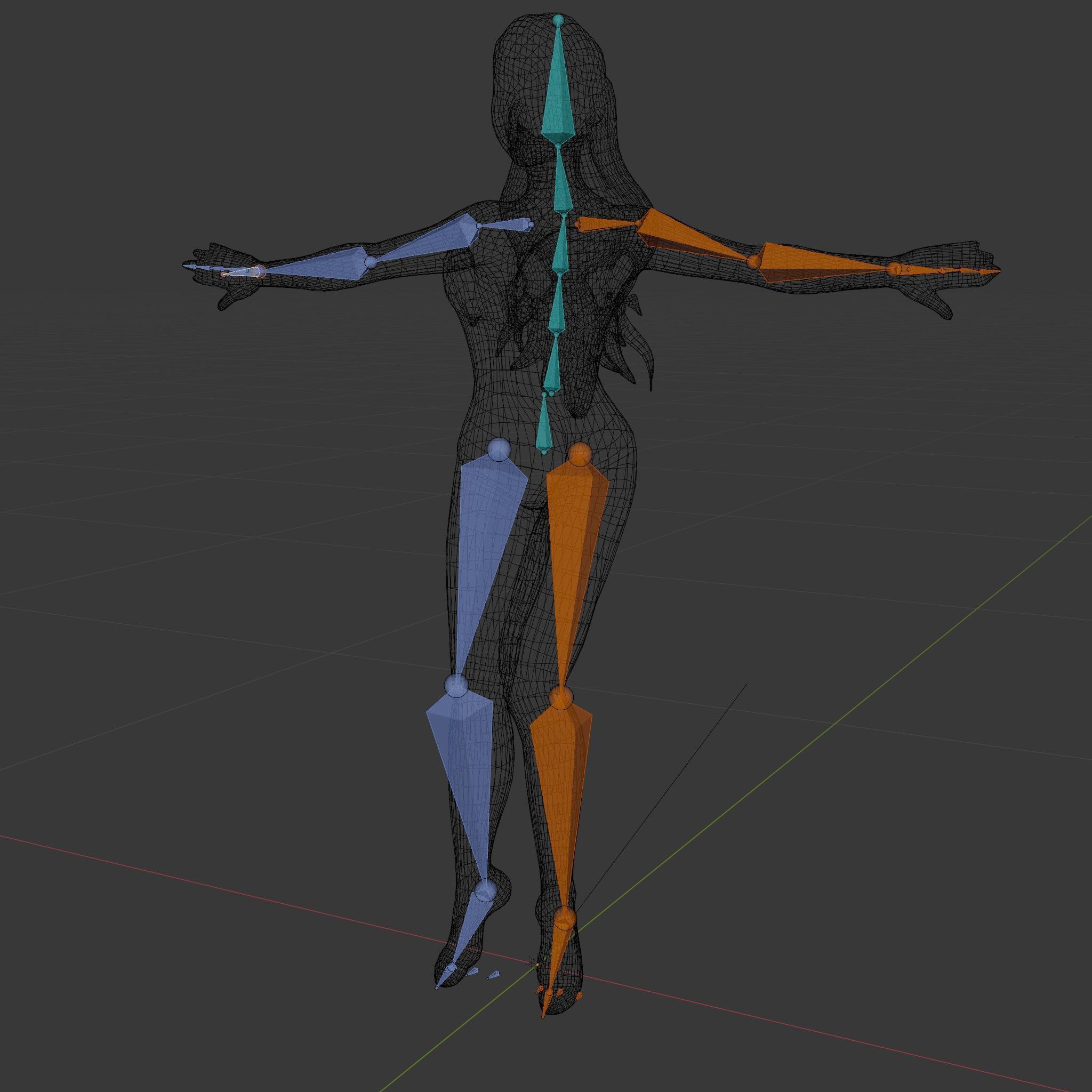 Glamorous Redhead Female Character Model Rigged and Animated Low-poly 3D model_6