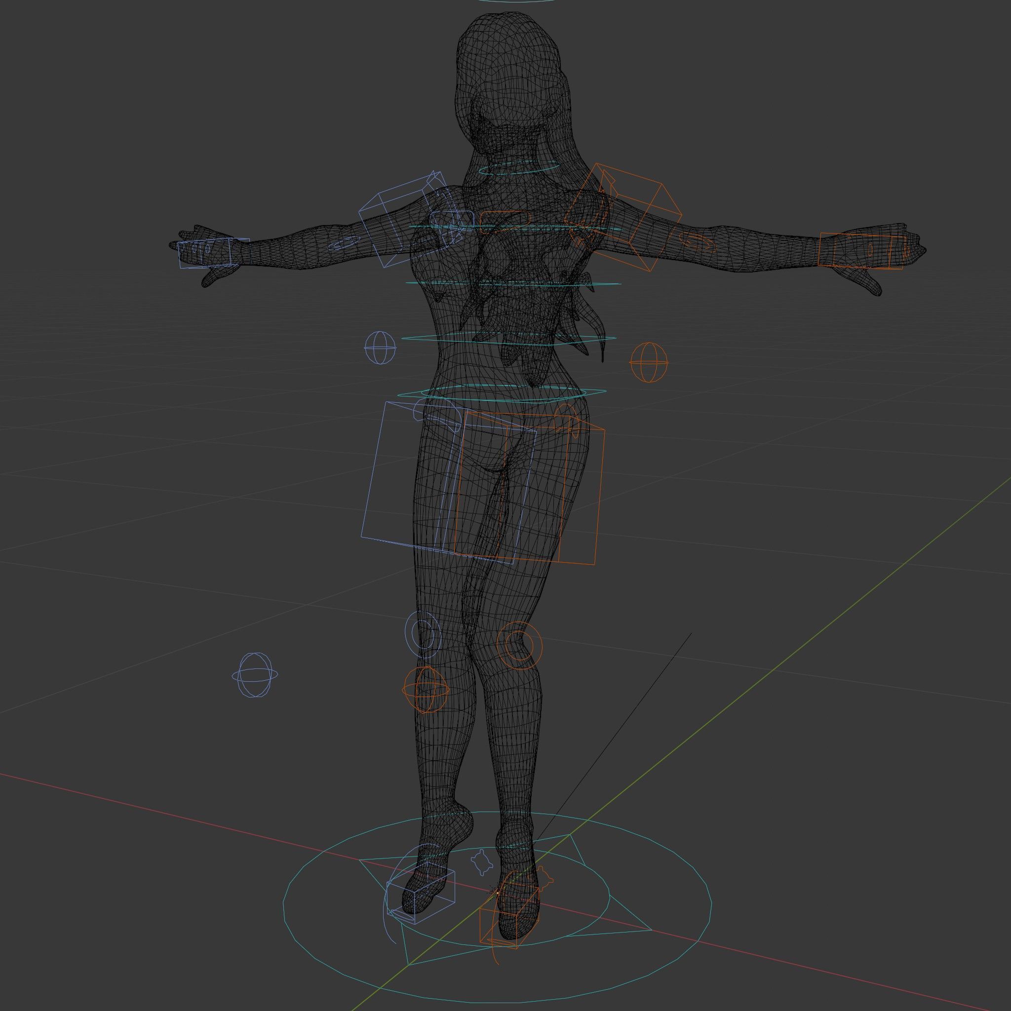 Glamorous Redhead Female Character Model Rigged and Animated Low-poly 3D model_5