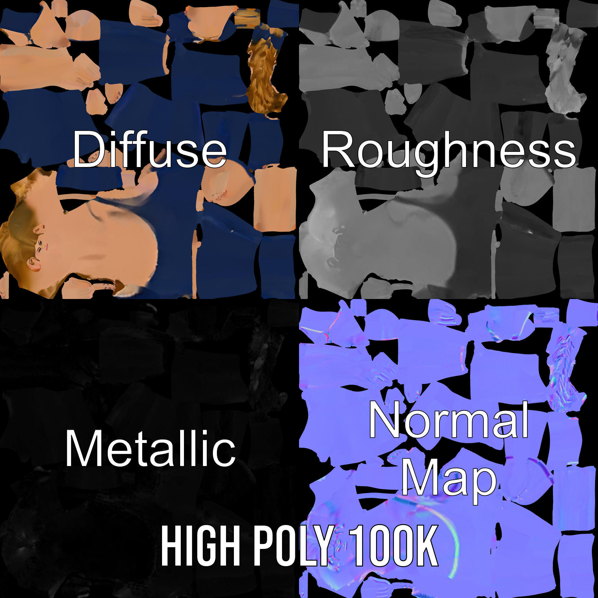 Dynamic Female Rigged and Animated Character Model with PBR T... Low-poly 3D model_3