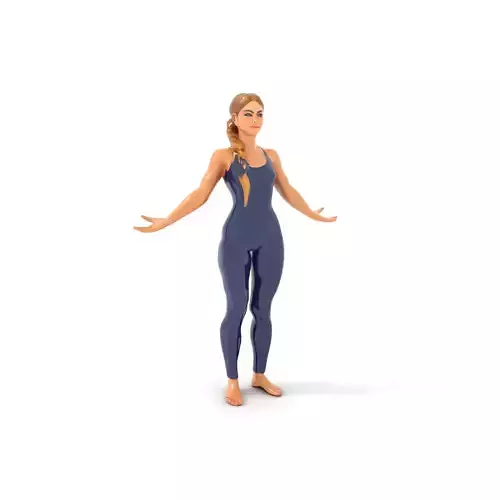 Dynamic Female Rigged and Animated Character Model with PBR Textures