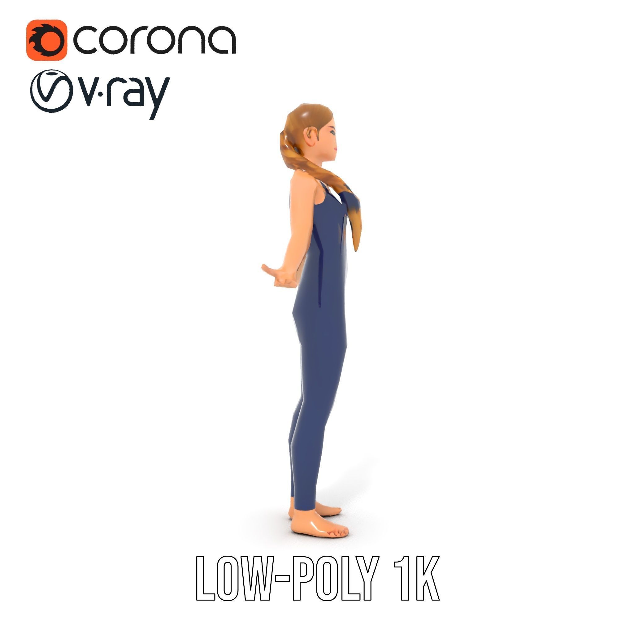 Dynamic Female Rigged and Animated Character Model with PBR T... Low-poly 3D model_7