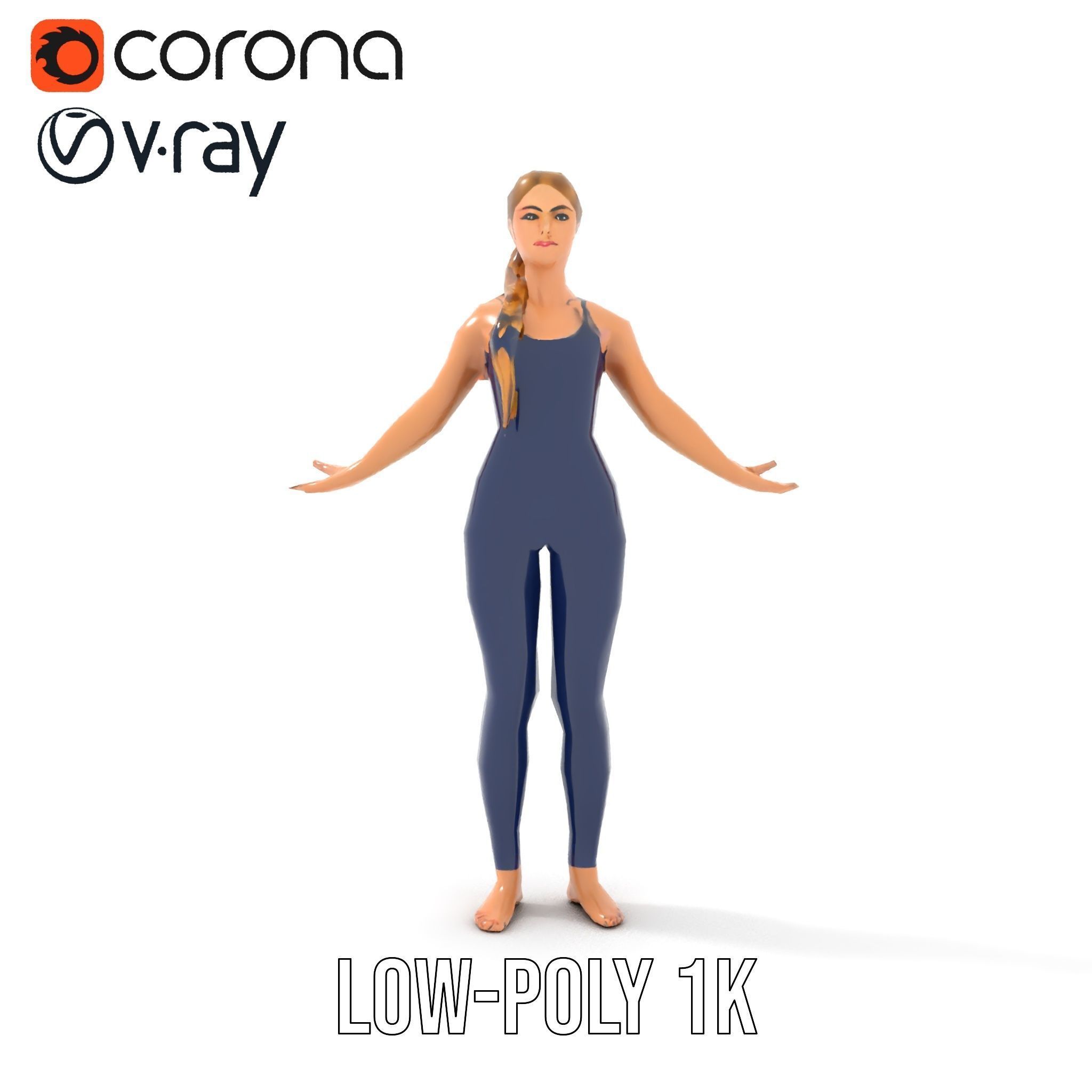 Dynamic Female Rigged and Animated Character Model with PBR T... Low-poly 3D model_19