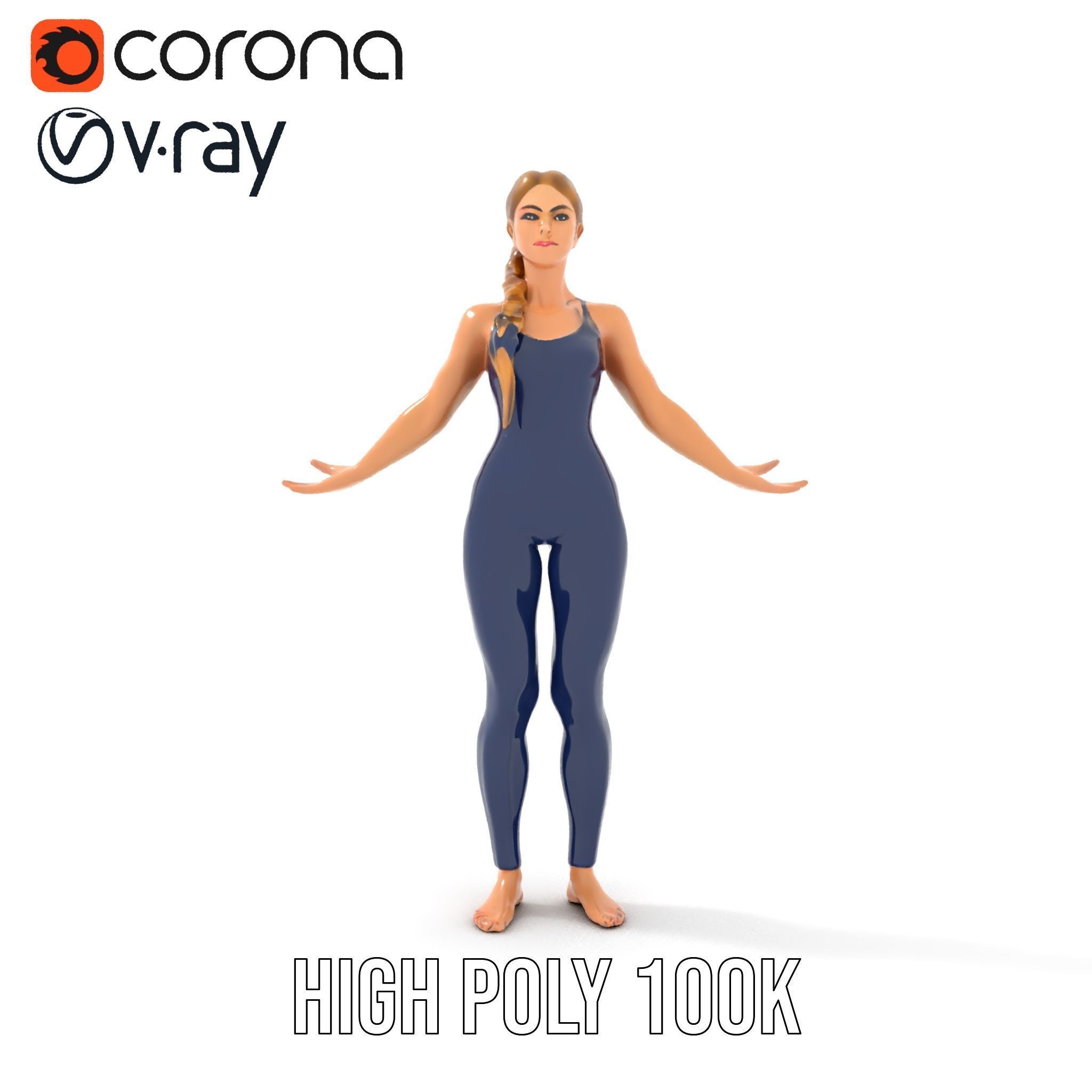 Dynamic Female Rigged and Animated Character Model with PBR T... Low-poly 3D model_20