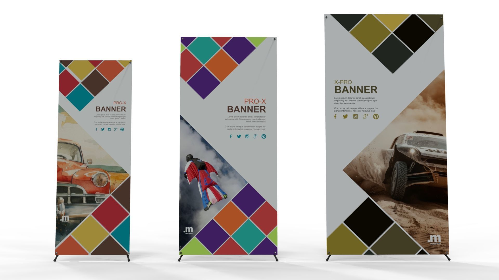 X-Banner Display Set - 3 Sizes 3D model_2