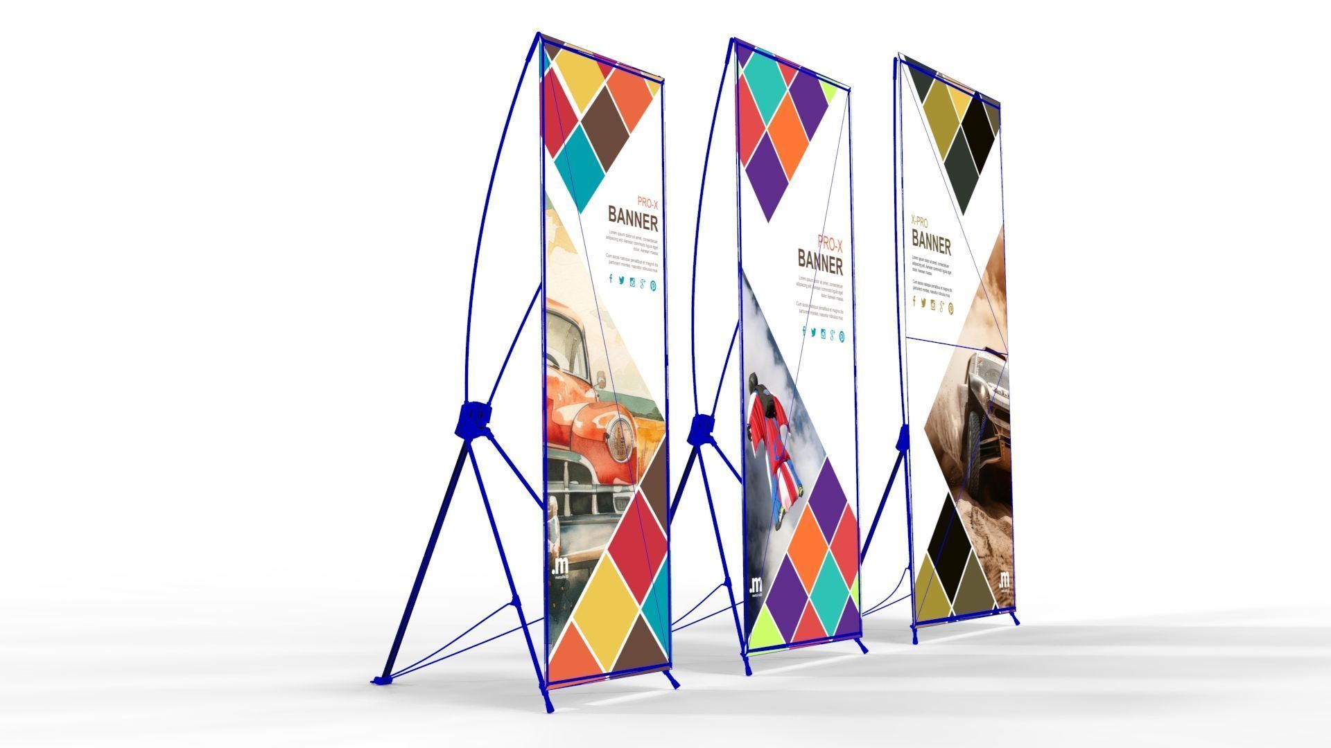 X-Banner Display Set - 3 Sizes 3D model_11