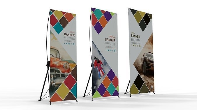 X-Banner Display Set - 3 Sizes 3D model