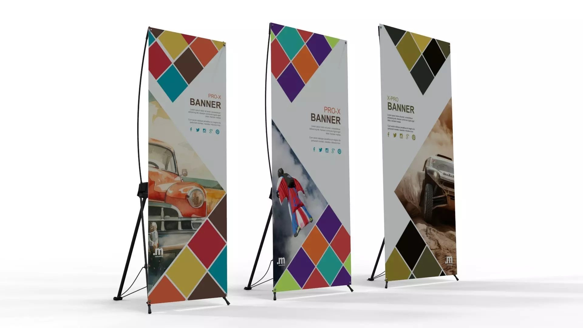 X-Banner Display Set - 3 Sizes 3D model_0