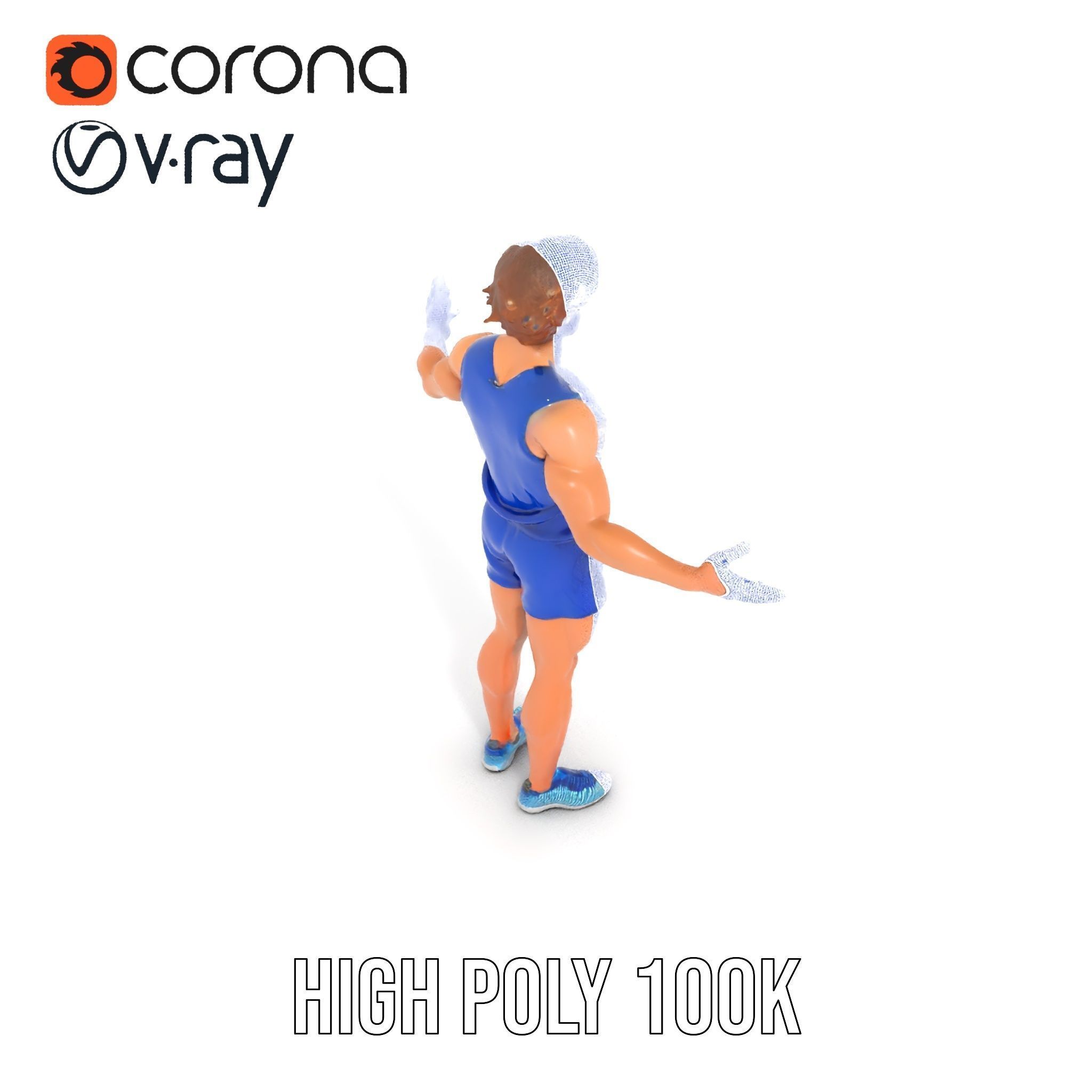 Athletic Runner D Character Model  Rigged and Animated Low-poly 3D model_19