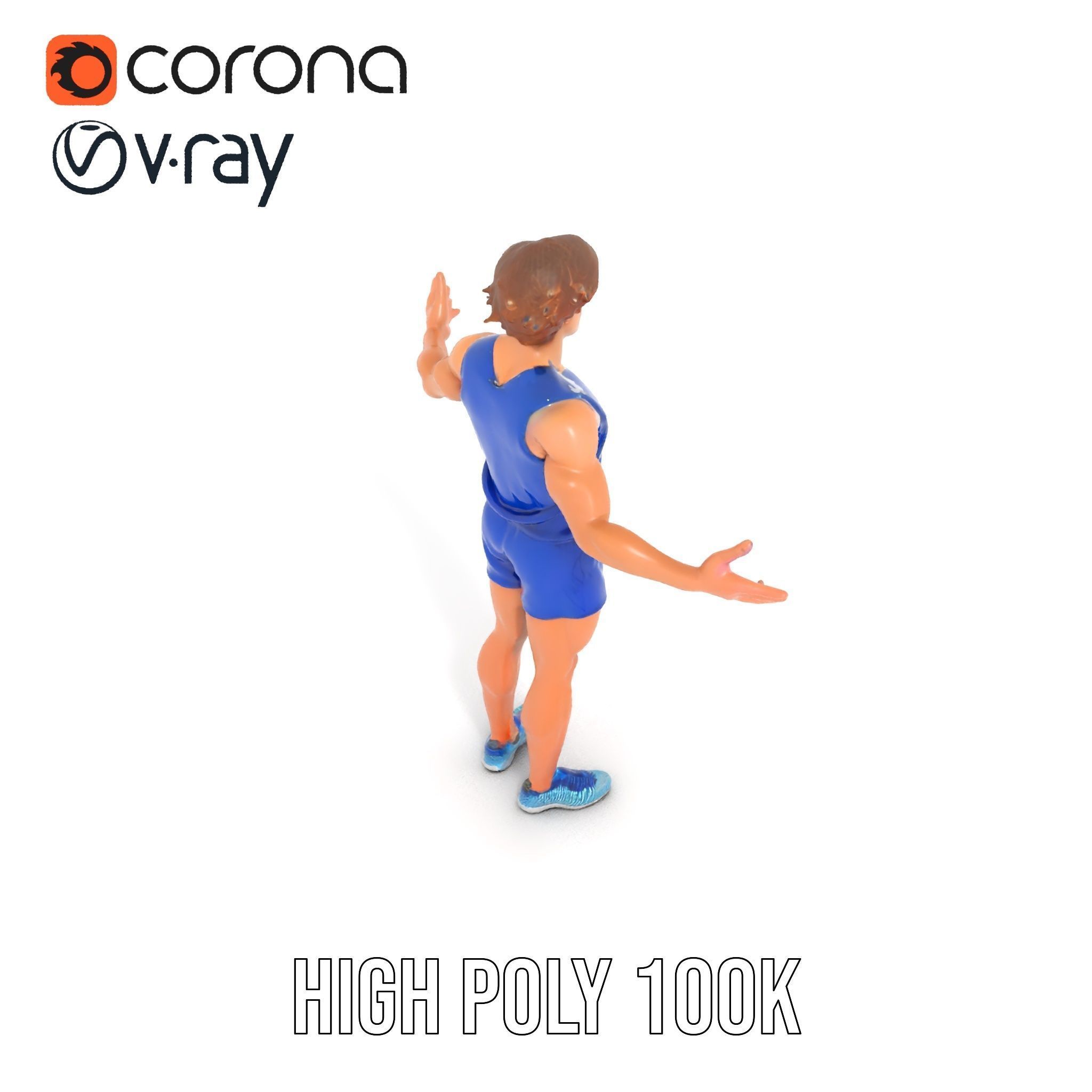 Athletic Runner D Character Model  Rigged and Animated Low-poly 3D model_25