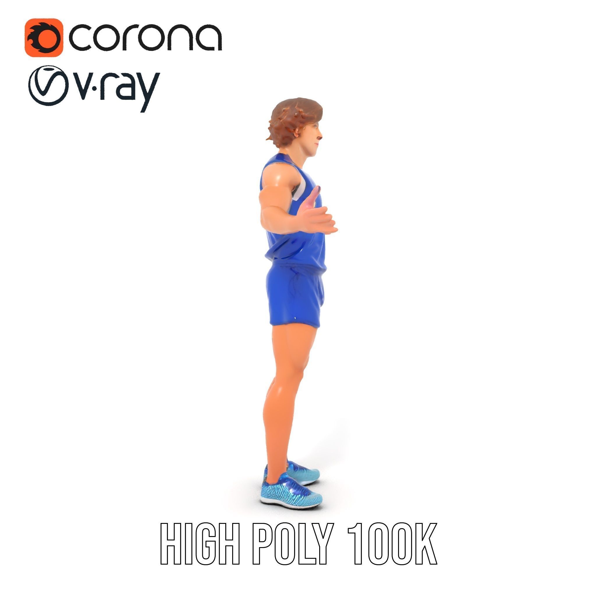 Athletic Runner D Character Model  Rigged and Animated Low-poly 3D model_33