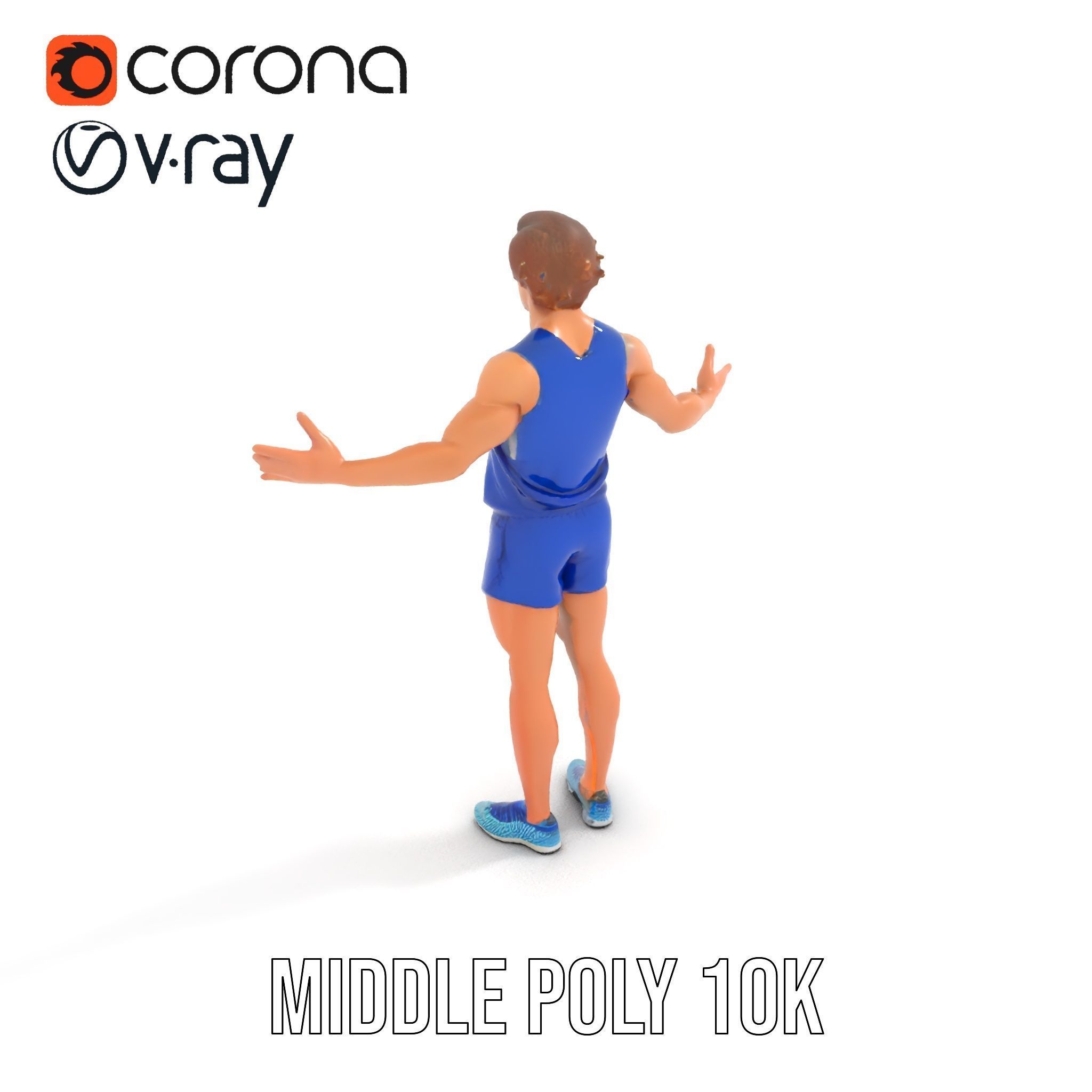 Athletic Runner D Character Model  Rigged and Animated Low-poly 3D model_23