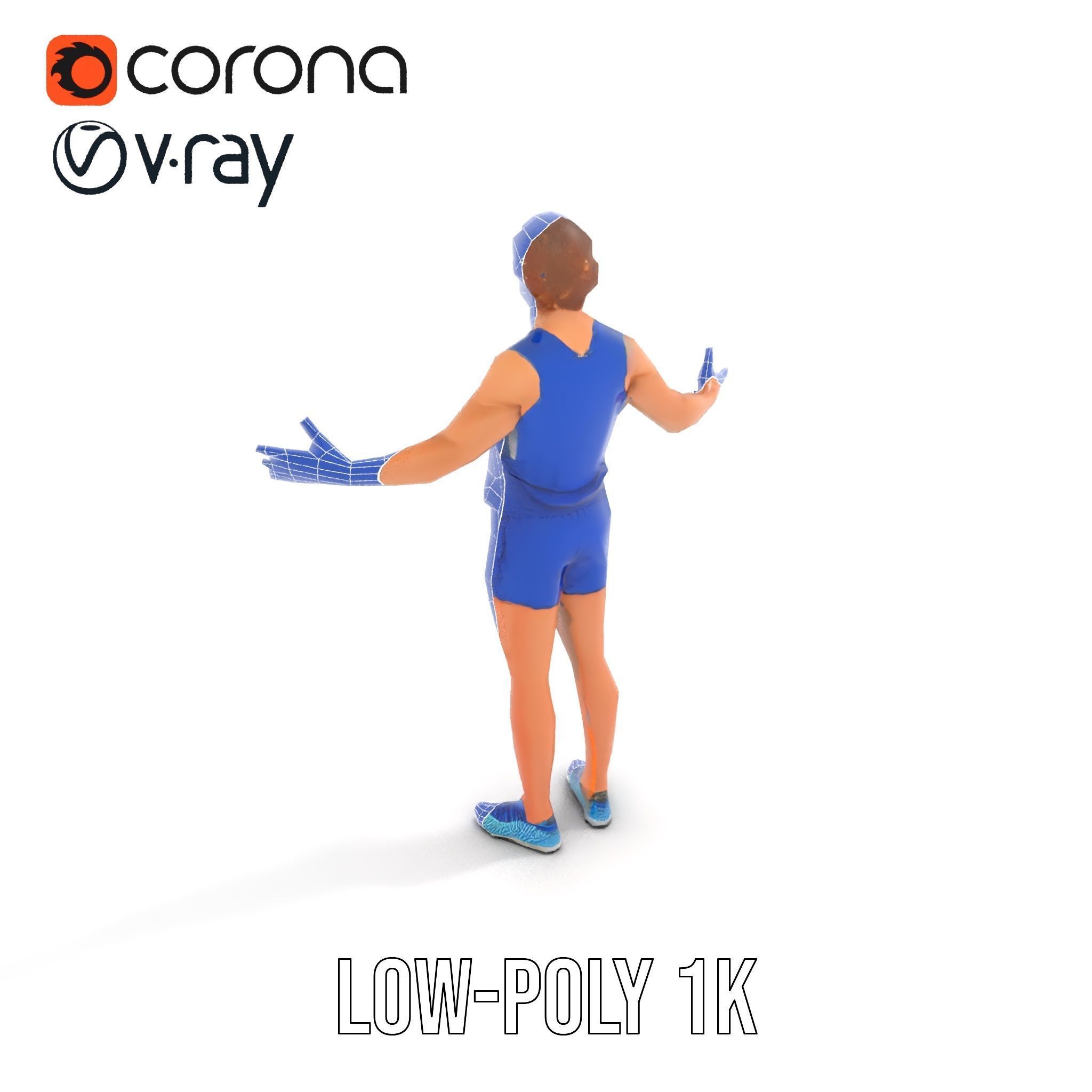 Athletic Runner D Character Model  Rigged and Animated Low-poly 3D model_21