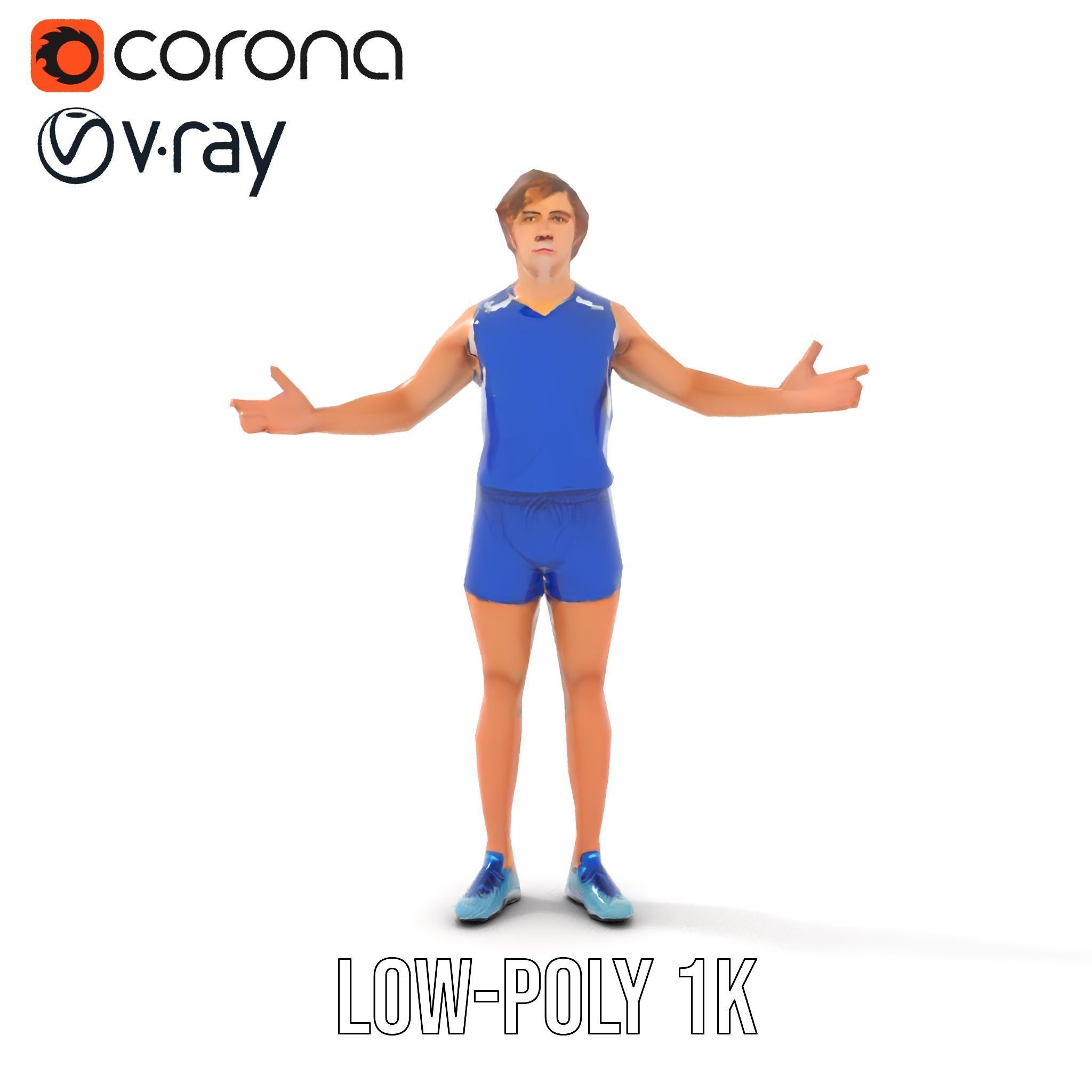 Athletic Runner D Character Model  Rigged and Animated Low-poly 3D model_14
