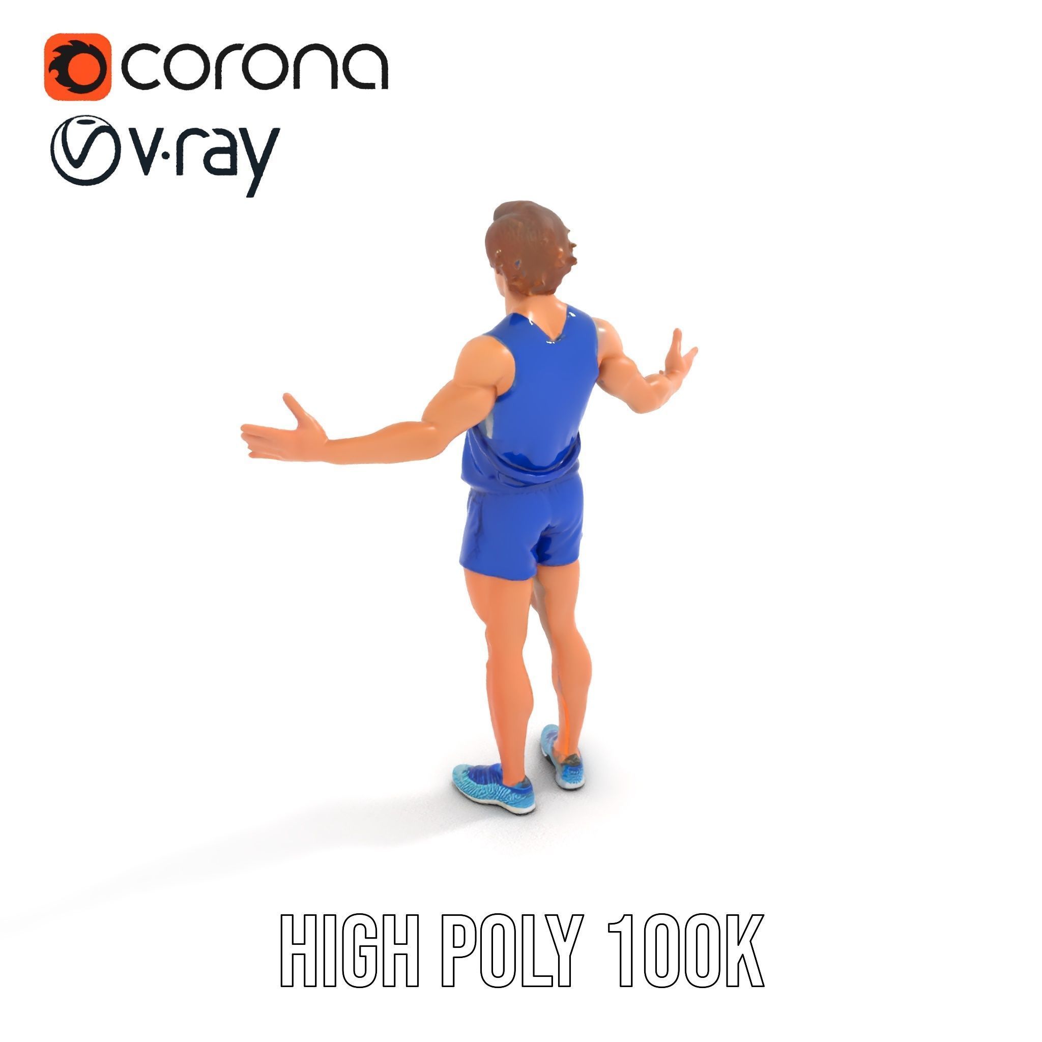 Athletic Runner D Character Model  Rigged and Animated Low-poly 3D model_28