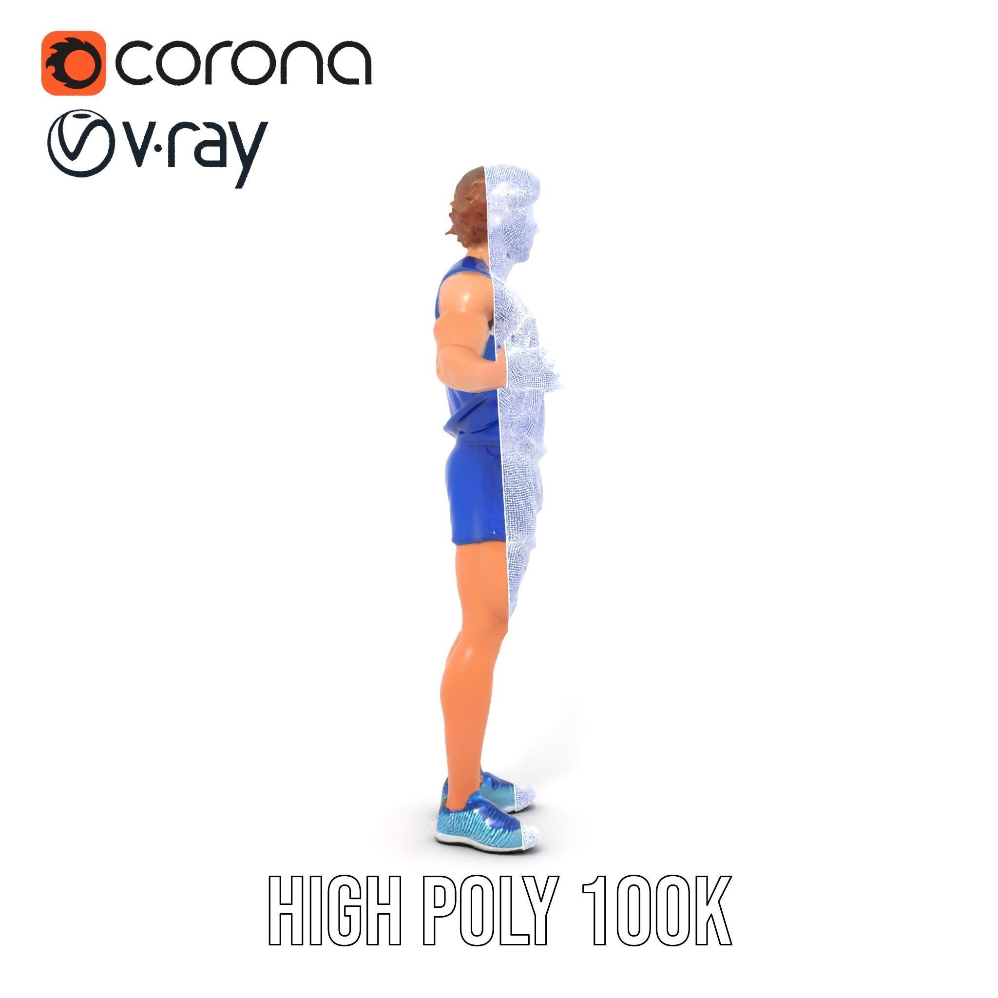 Athletic Runner D Character Model  Rigged and Animated Low-poly 3D model_36