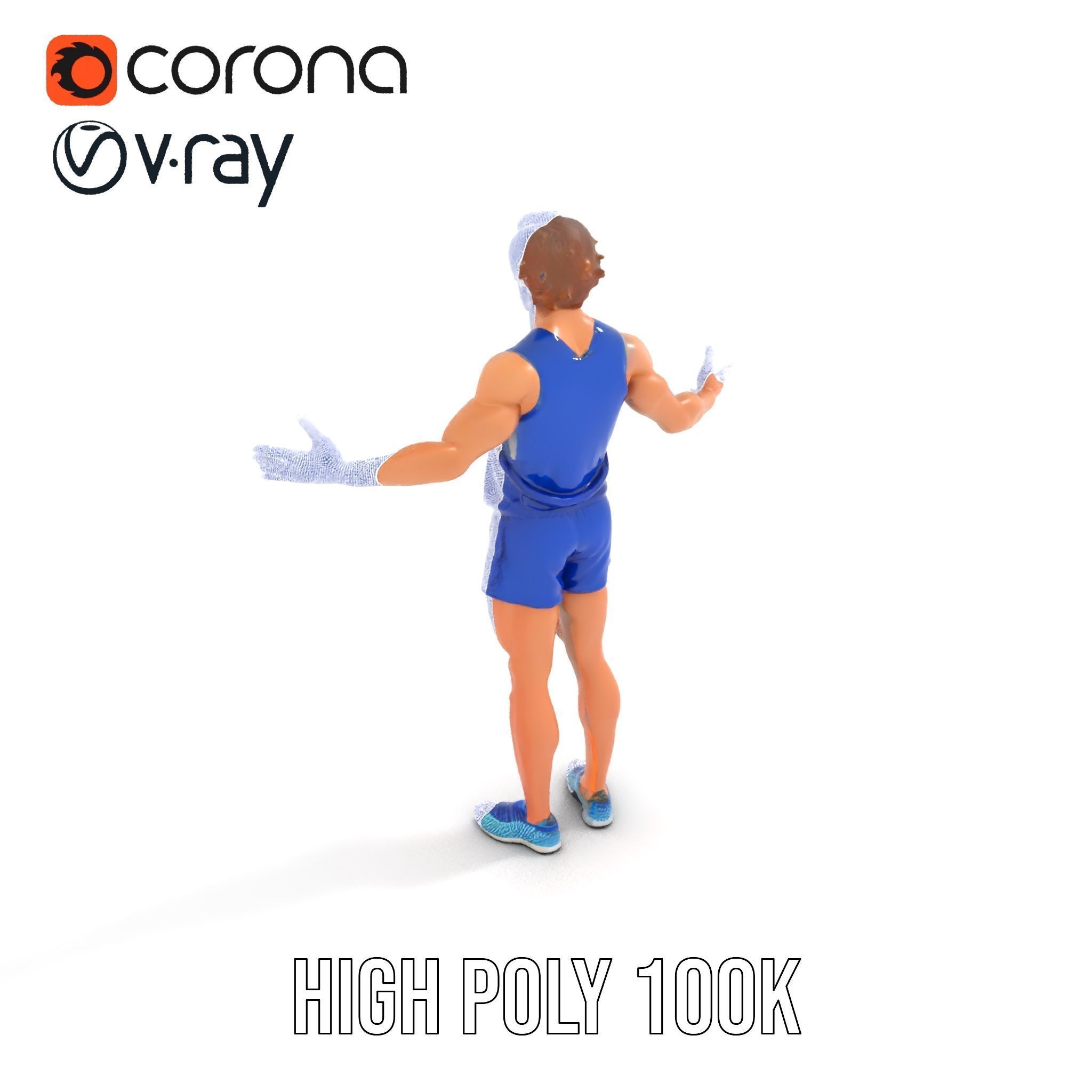 Athletic Runner D Character Model  Rigged and Animated Low-poly 3D model_22