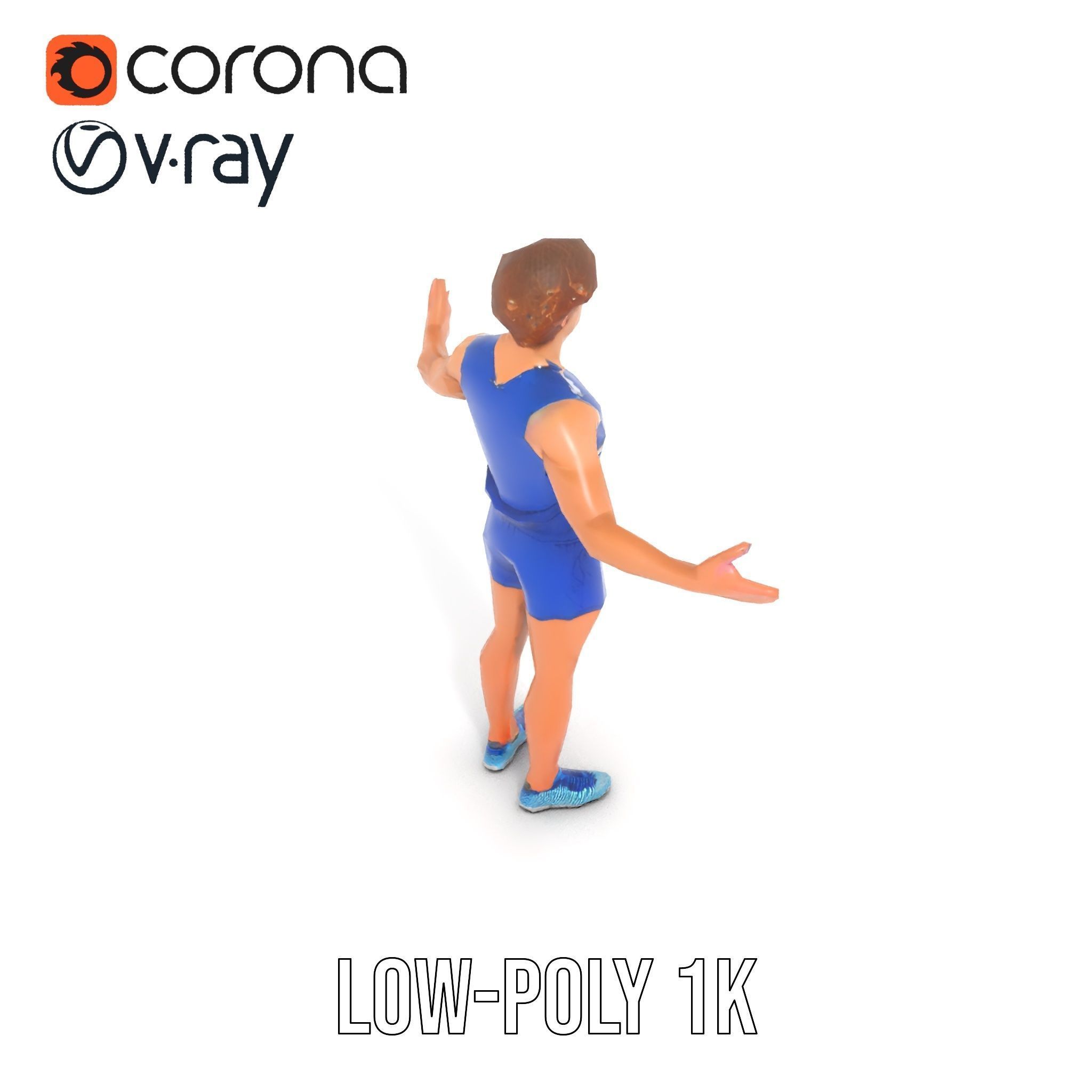 Athletic Runner D Character Model  Rigged and Animated Low-poly 3D model_8