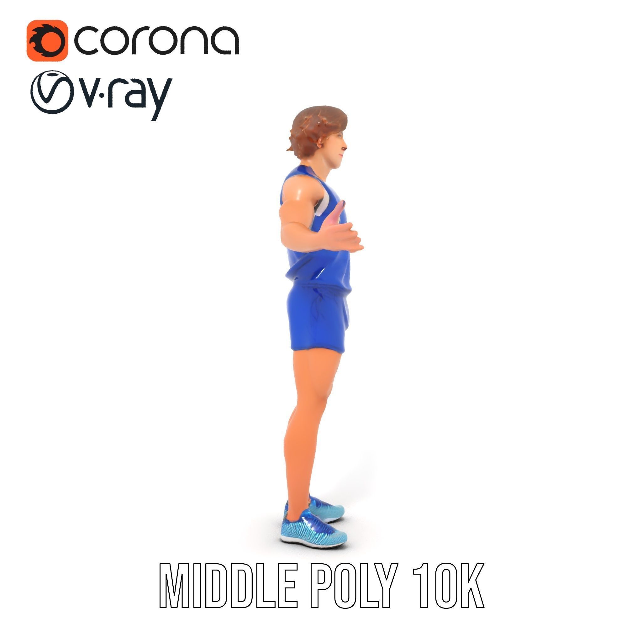 Athletic Runner D Character Model  Rigged and Animated Low-poly 3D model_34